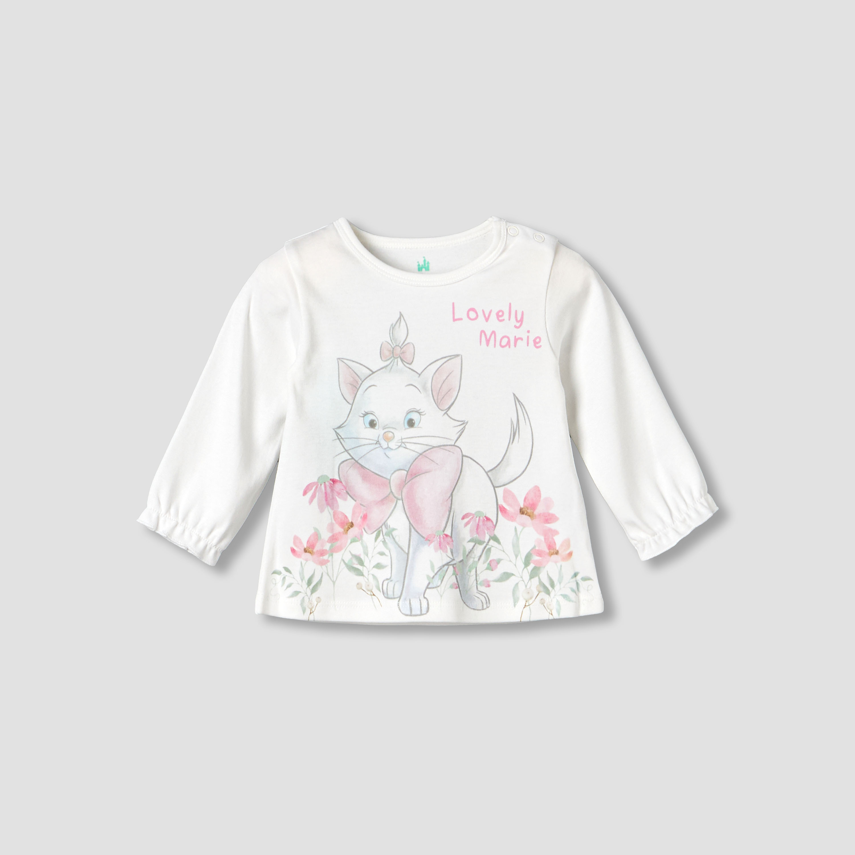 Disney Cotton Round Neck Long Sleeves Pyjama Set with Marie Print-baby-girls-clothing-nightwear-pyjamasets-image-3