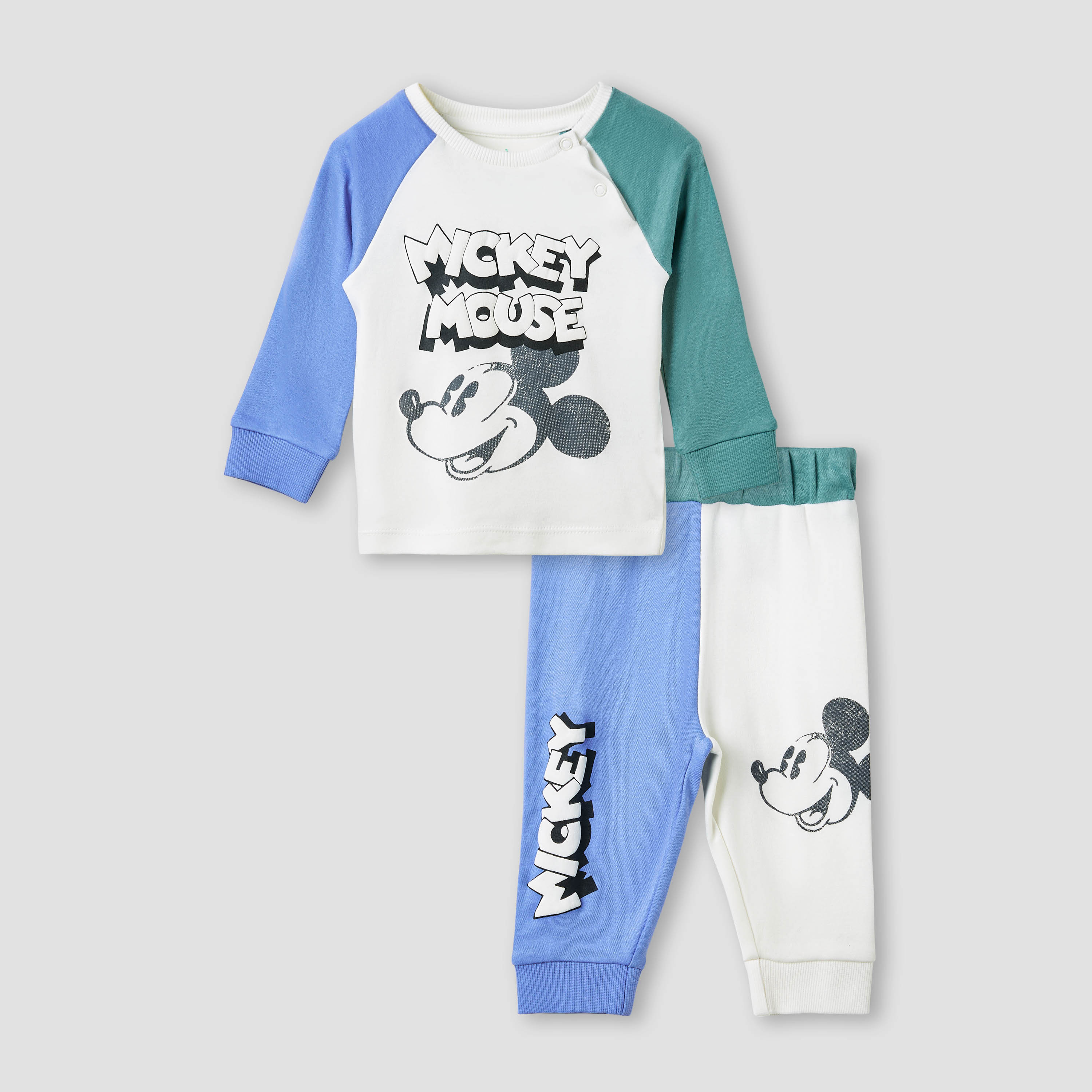 Disney Mickey Mouse Print T-shirt and Pyjama Set-baby-boys-clothing-nightwear-pyjamasets-image-1