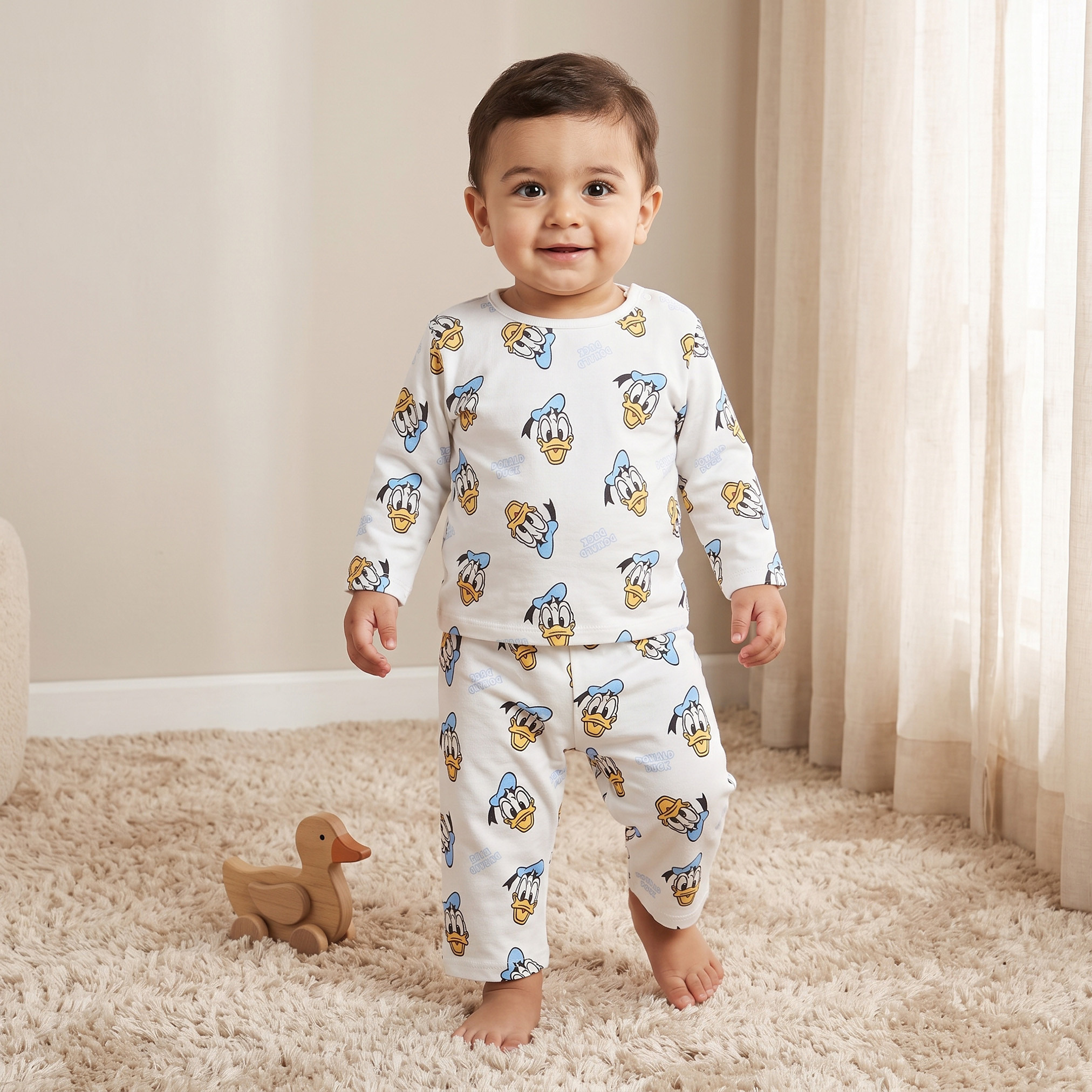Disney Cotton Crew Neck Long Sleeves Pyjama Set with Donald Duck Print-baby-boys-clothing-nightwear-pyjamasets-image-1