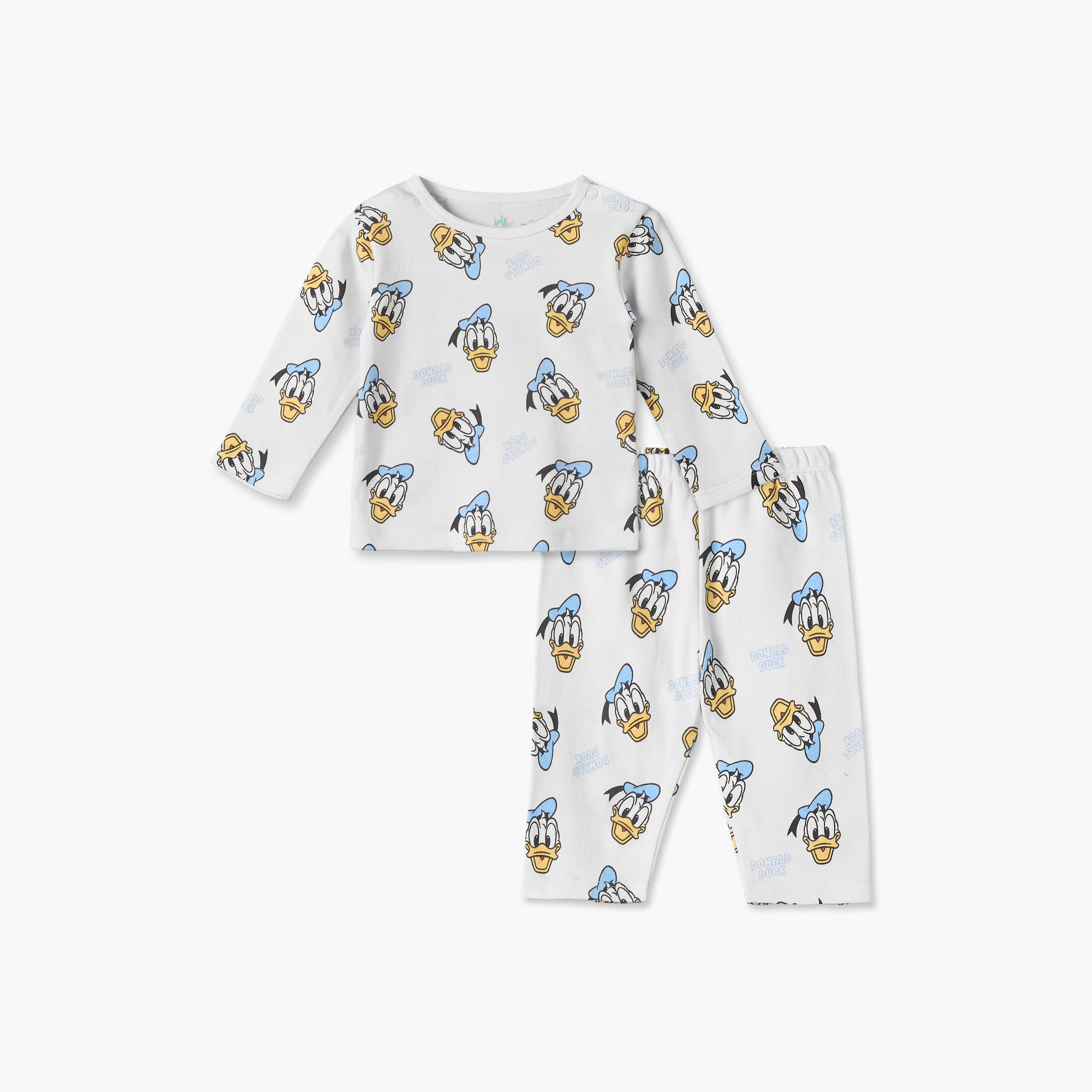 Disney Cotton Crew Neck Long Sleeves Pyjama Set with Donald Duck Print-baby-boys-clothing-nightwear-pyjamasets-image-2