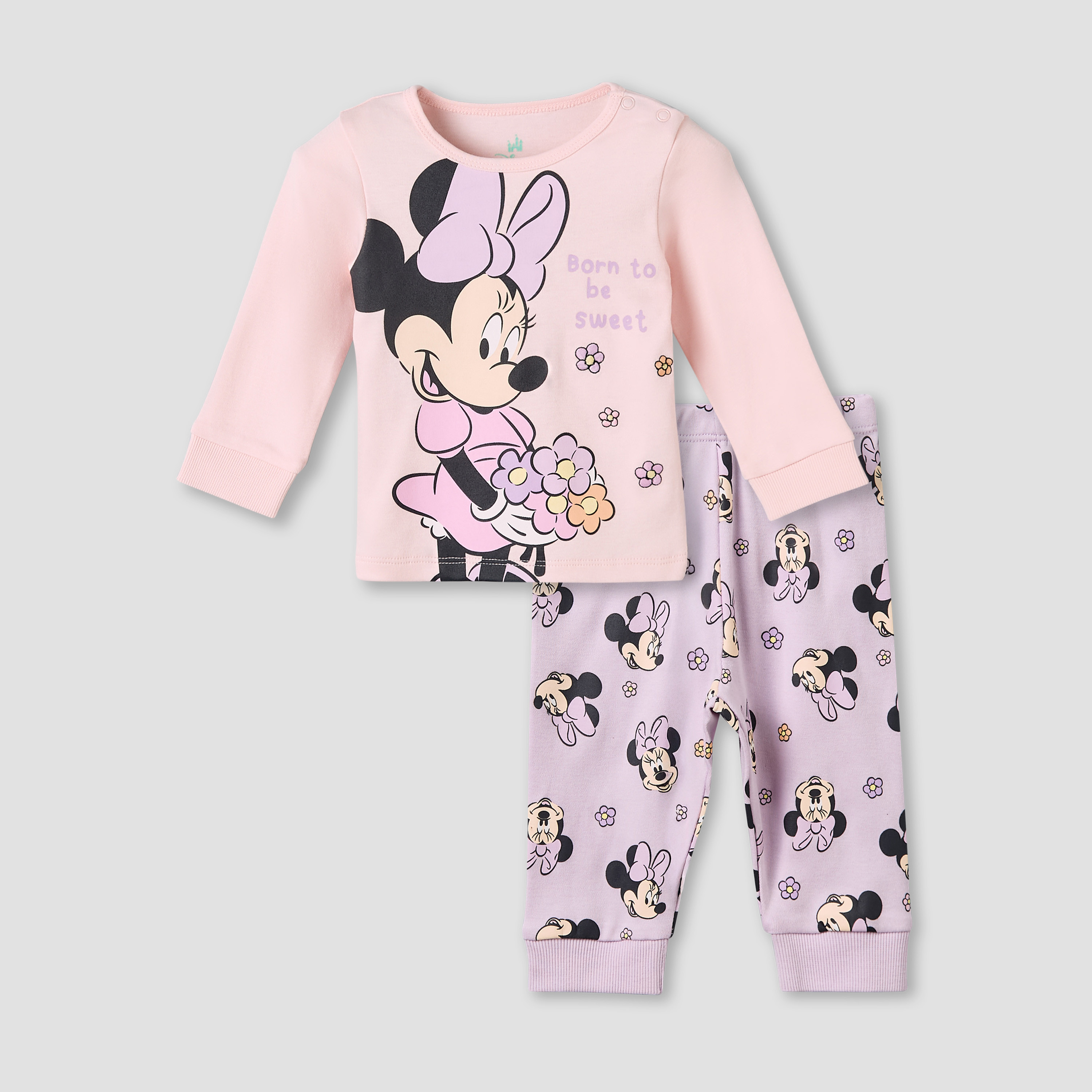 Disney Cotton Round Neck Long Sleeves Pyjama Set with Minnie Mouse Print-baby-girls-clothing-nightwear-pyjamasets-image-2
