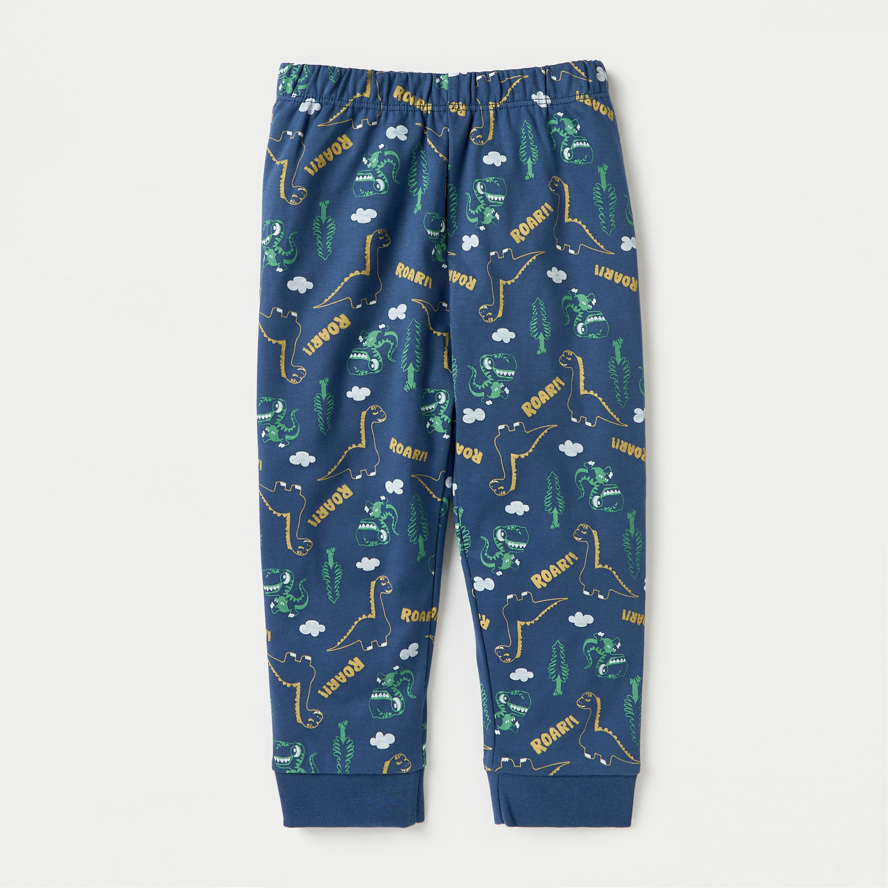 Juniors Dinosaur Print Long Sleeves T-shirt and Pyjama Set-baby-boys-clothing-nightwear-pyjamasets-image-3