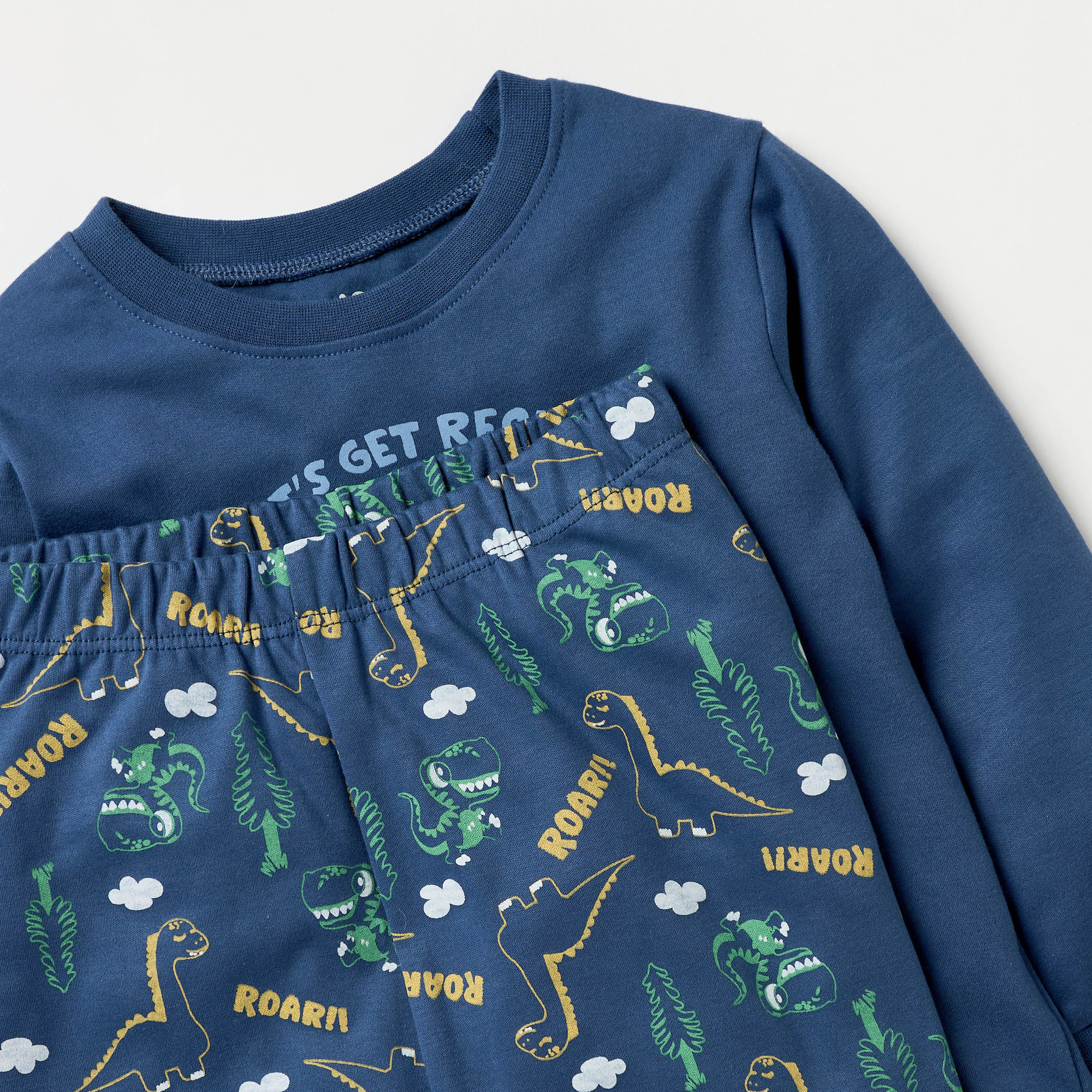 Juniors Dinosaur Print Long Sleeves T-shirt and Pyjama Set-baby-boys-clothing-nightwear-pyjamasets-image-4