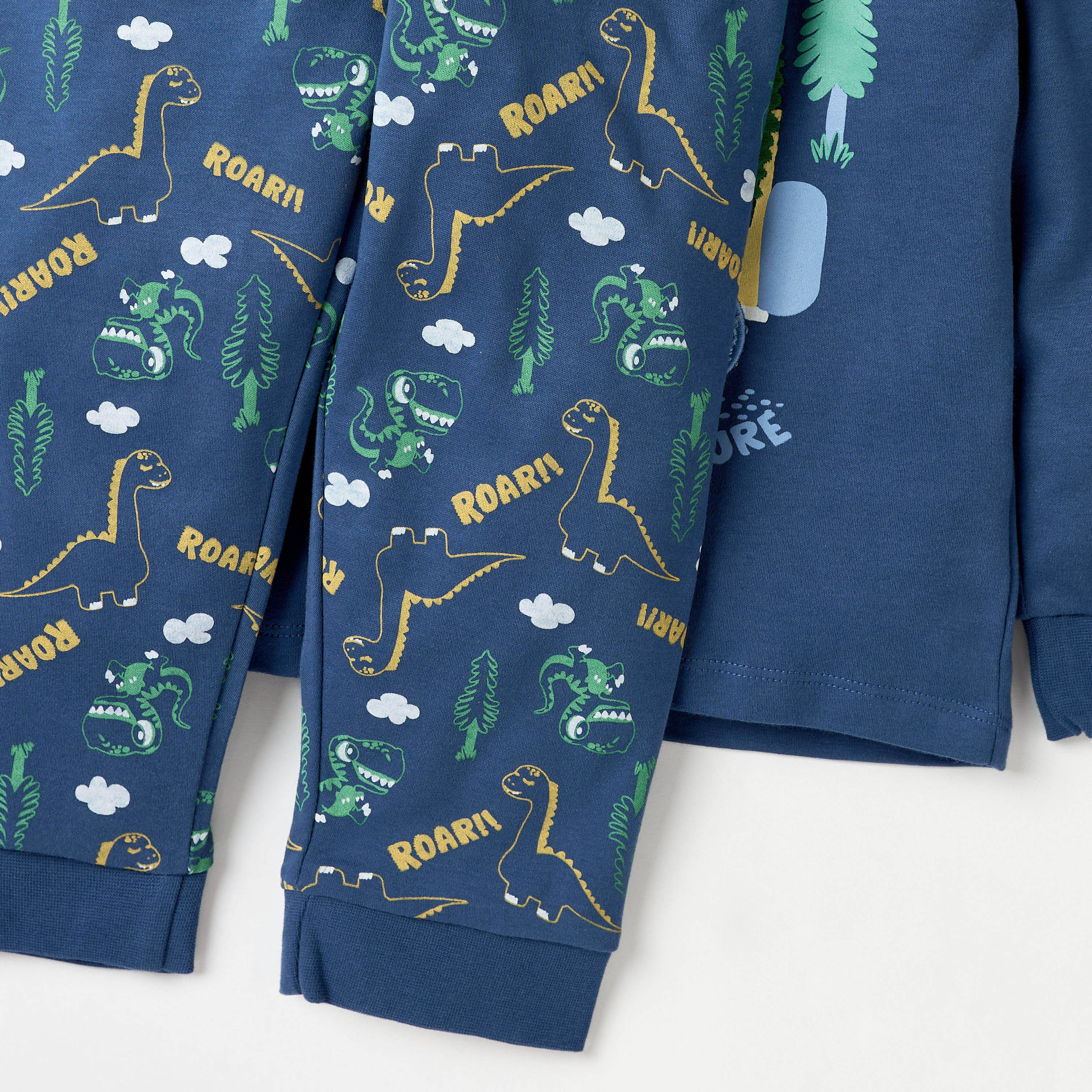 Juniors Dinosaur Print Long Sleeves T-shirt and Pyjama Set-baby-boys-clothing-nightwear-pyjamasets-image-5
