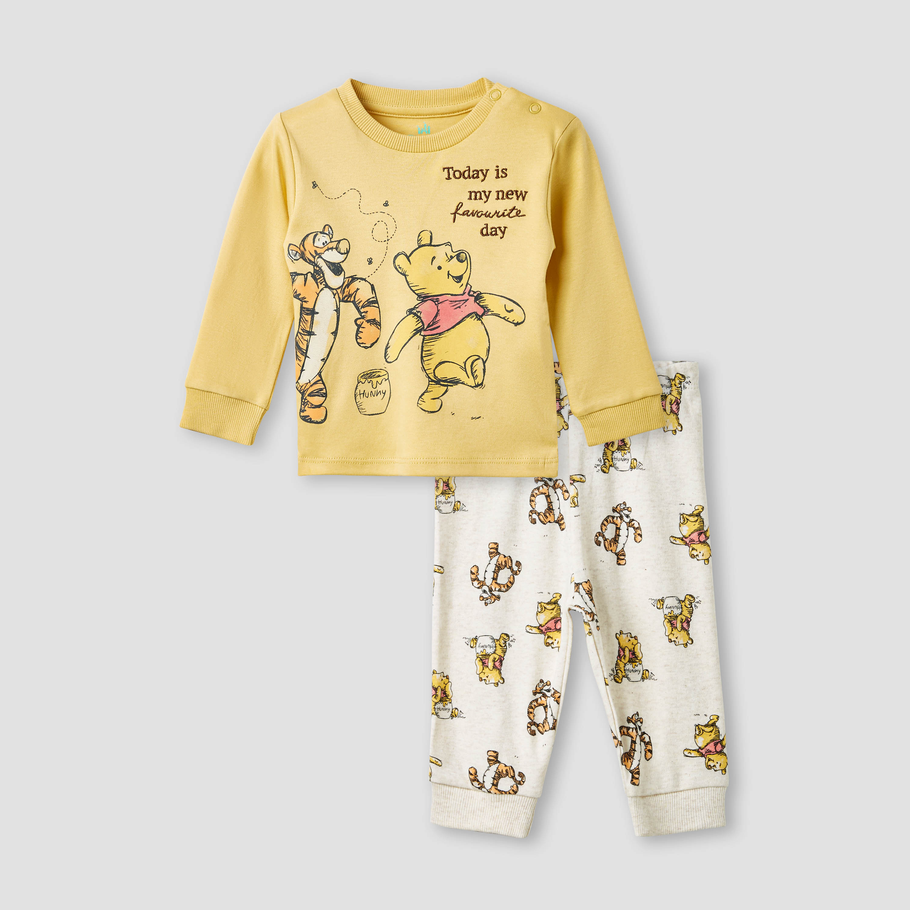 Disney Winnie The Pooh Print T-shirt and Pyjama Set-baby-boys-clothing-nightwear-pyjamasets-image-1