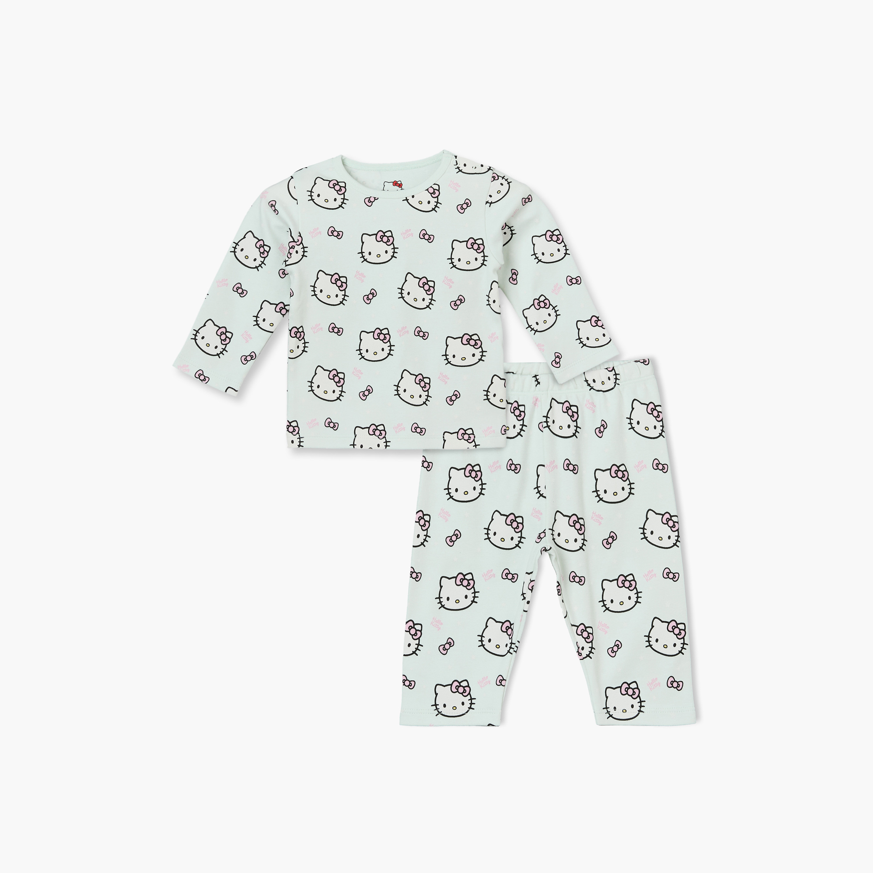 طقم بيجاما قطن بطبعات هالو كيتي وأكمام طويلة وياقة ضيقة من ديزني-baby-girls-clothing-nightwear-pyjamasets-image-2