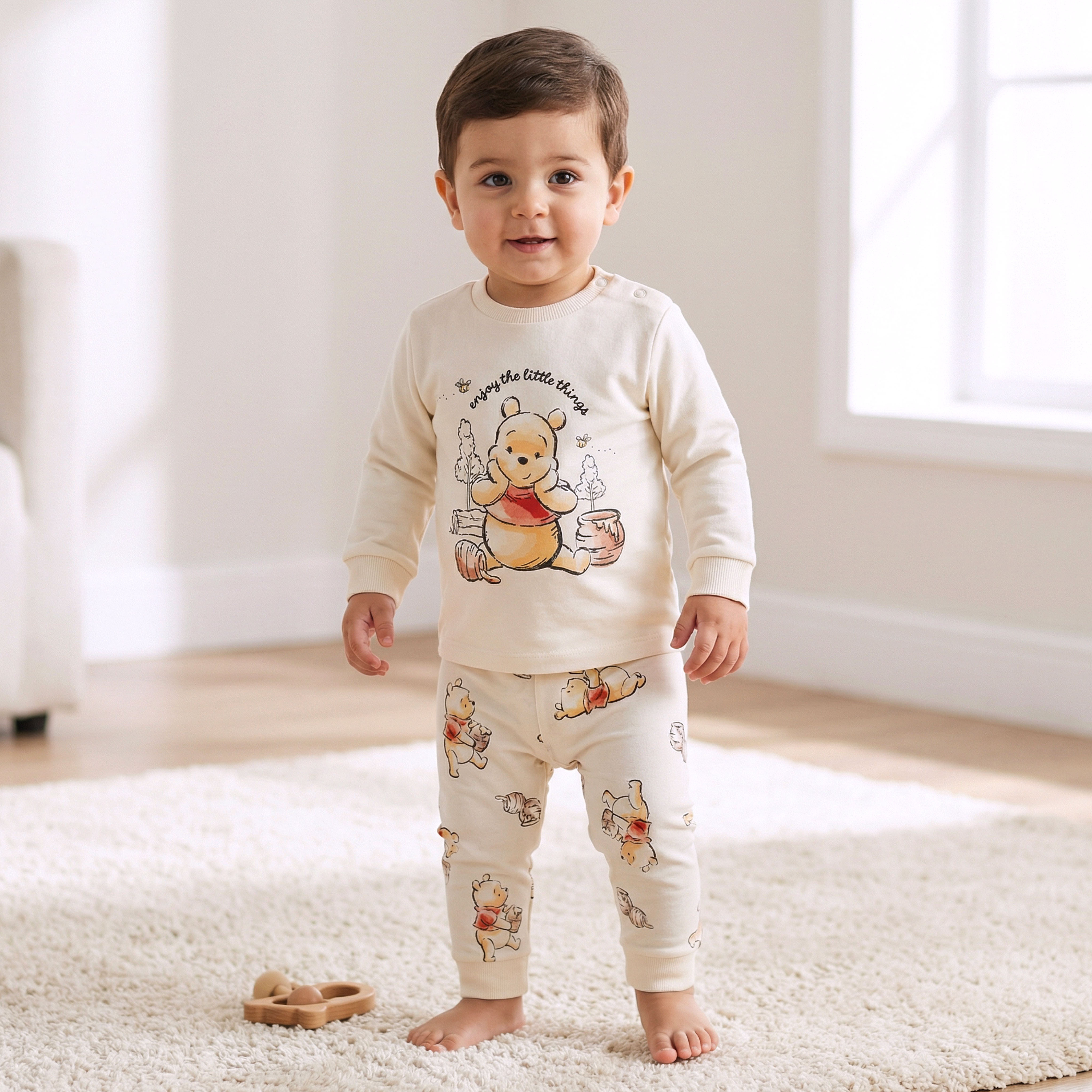 طقم بنطلون بيجاما وتيشيرت قطن برقبة مستديرة وأكمام طويلة وطبعات من ديزني-baby-boys-clothing-nightwear-pyjamasets-image-1