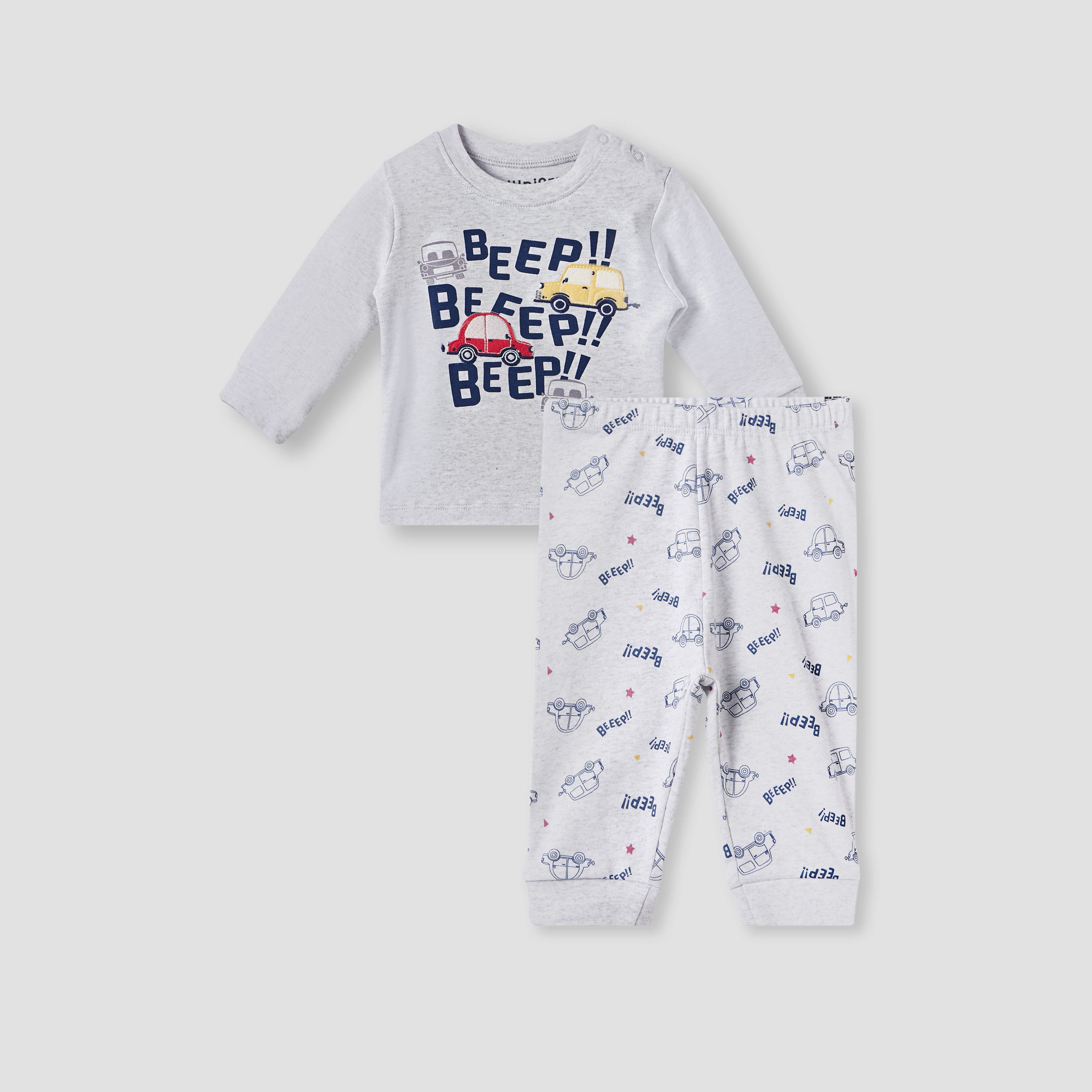 Juniors Shark Print Long Sleeves T-shirt and Pyjama Set-baby-boys-clothing-nightwear-pyjamasets-image-1