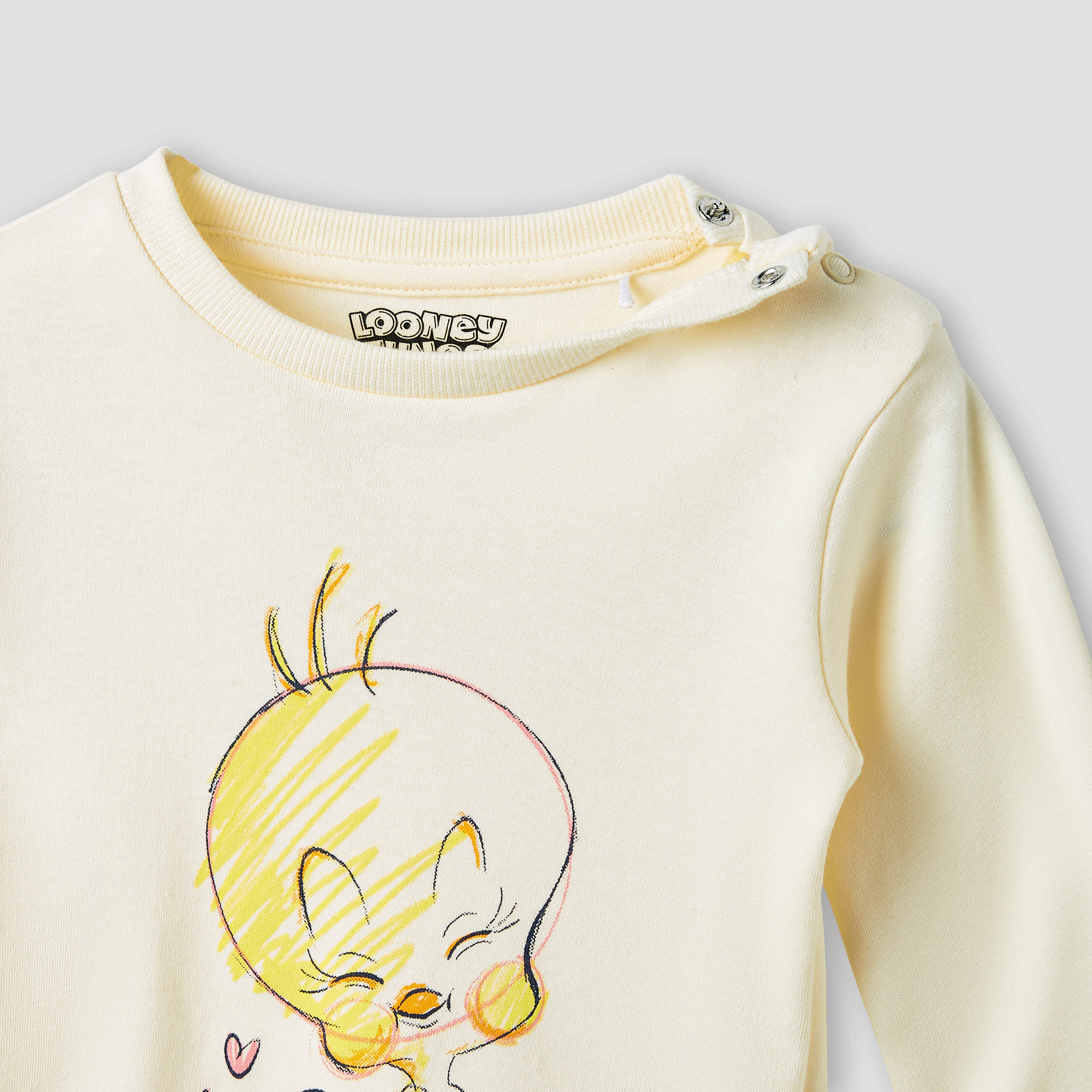 Disney Tweety Print T-shirt and Pyjama Set-baby-girls-clothing-nightwear-pyjamasets-image-4
