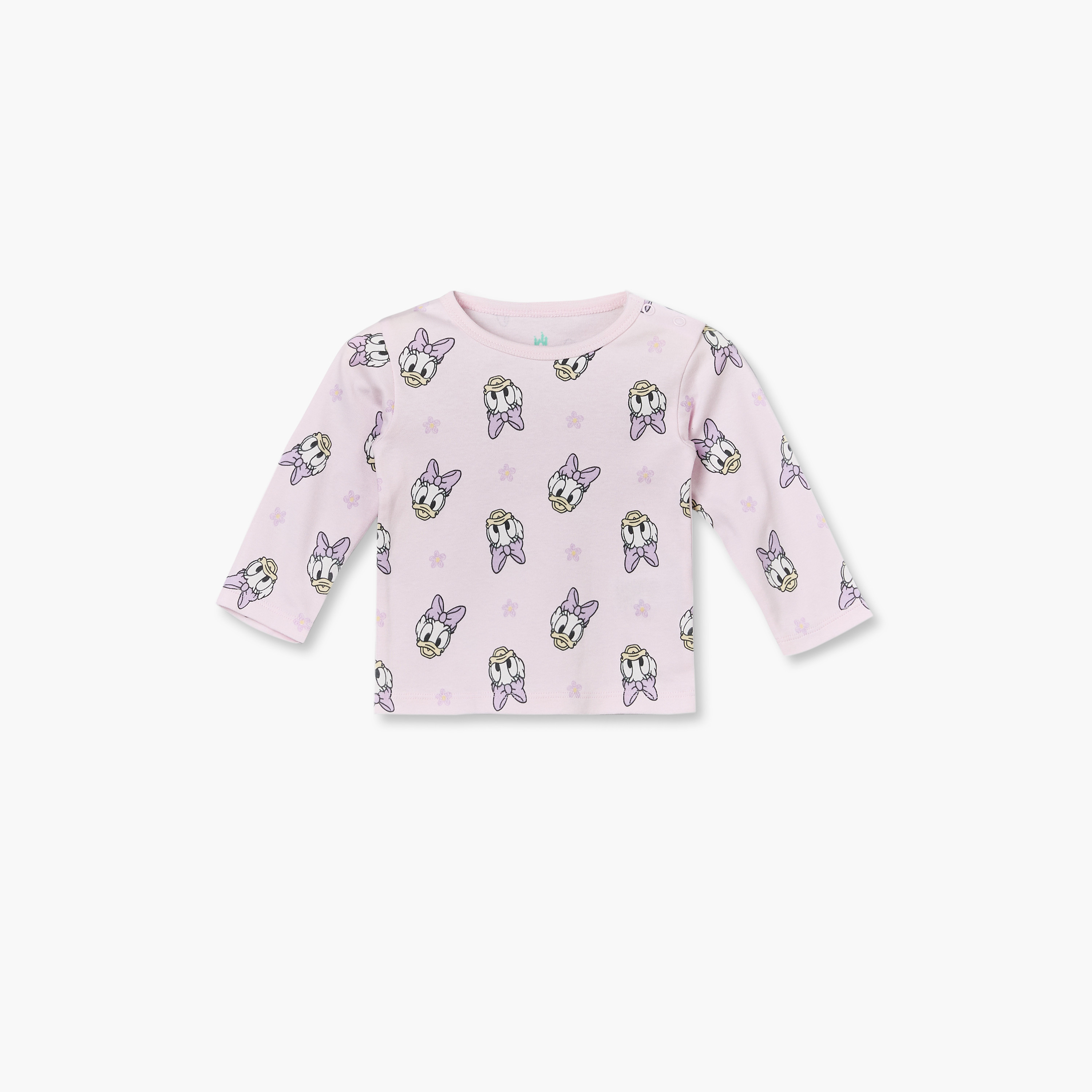 Disney Cotton Crew Neck Long Sleeves Pyjama Set with Daisy Duck Print-baby-girls-clothing-nightwear-pyjamasets-image-3