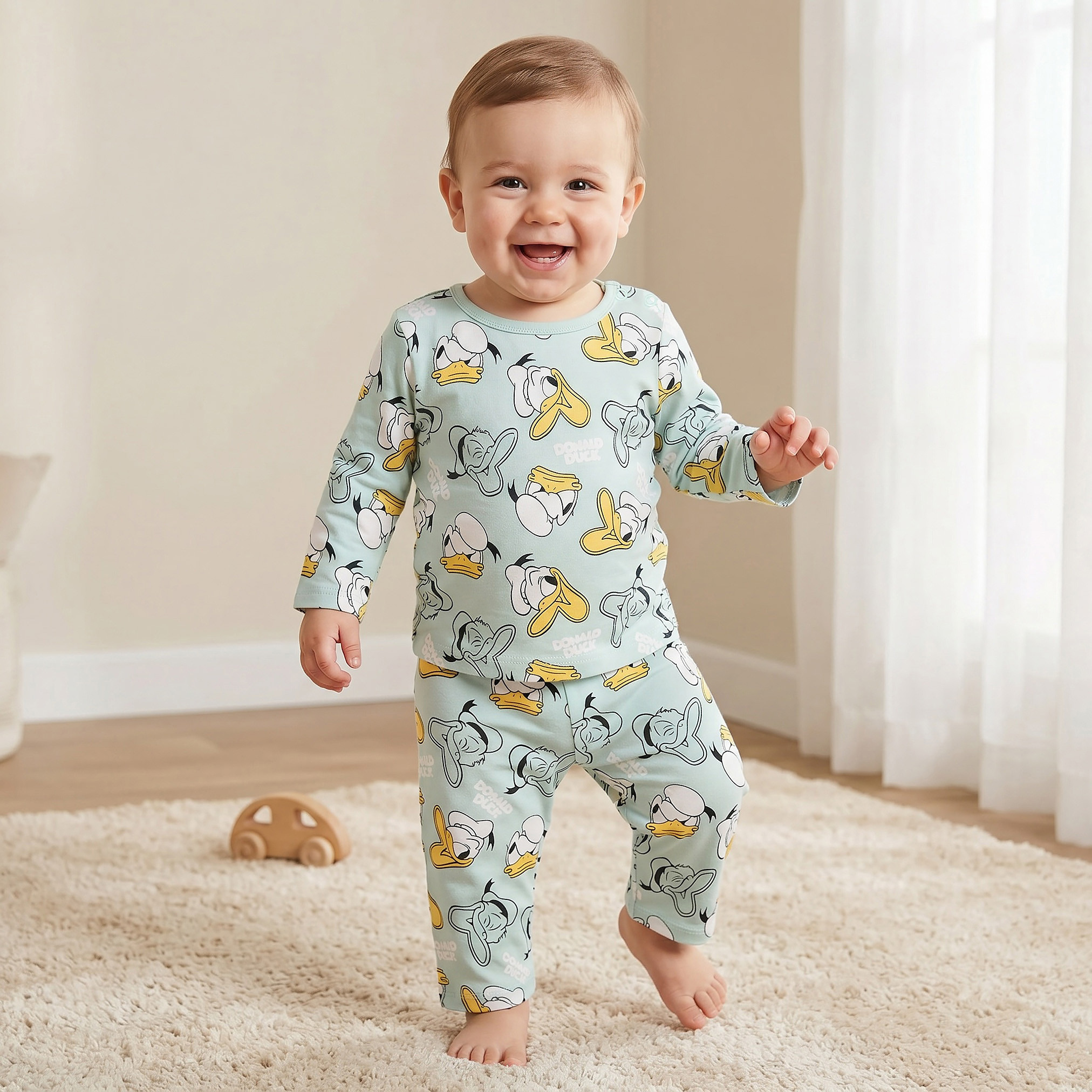 Disney Cotton Crew Neck Long Sleeves Pyjama Set with Donald Duck Print-baby-boys-clothing-nightwear-pyjamasets-image-1