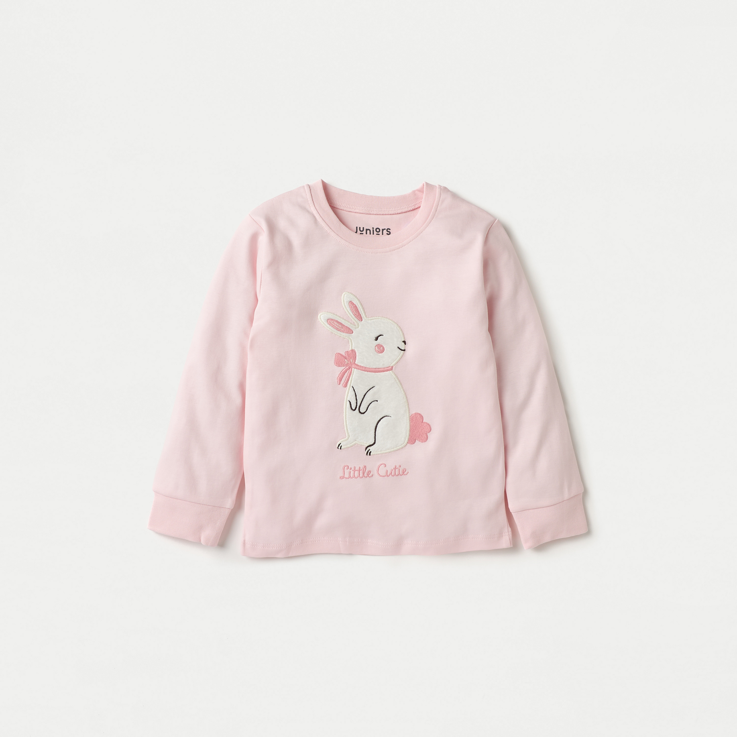 Juniors Bunny Applique Long Sleeves T-shirt and Pyjama Set-baby-girls-clothing-nightwear-pyjamasets-image-2