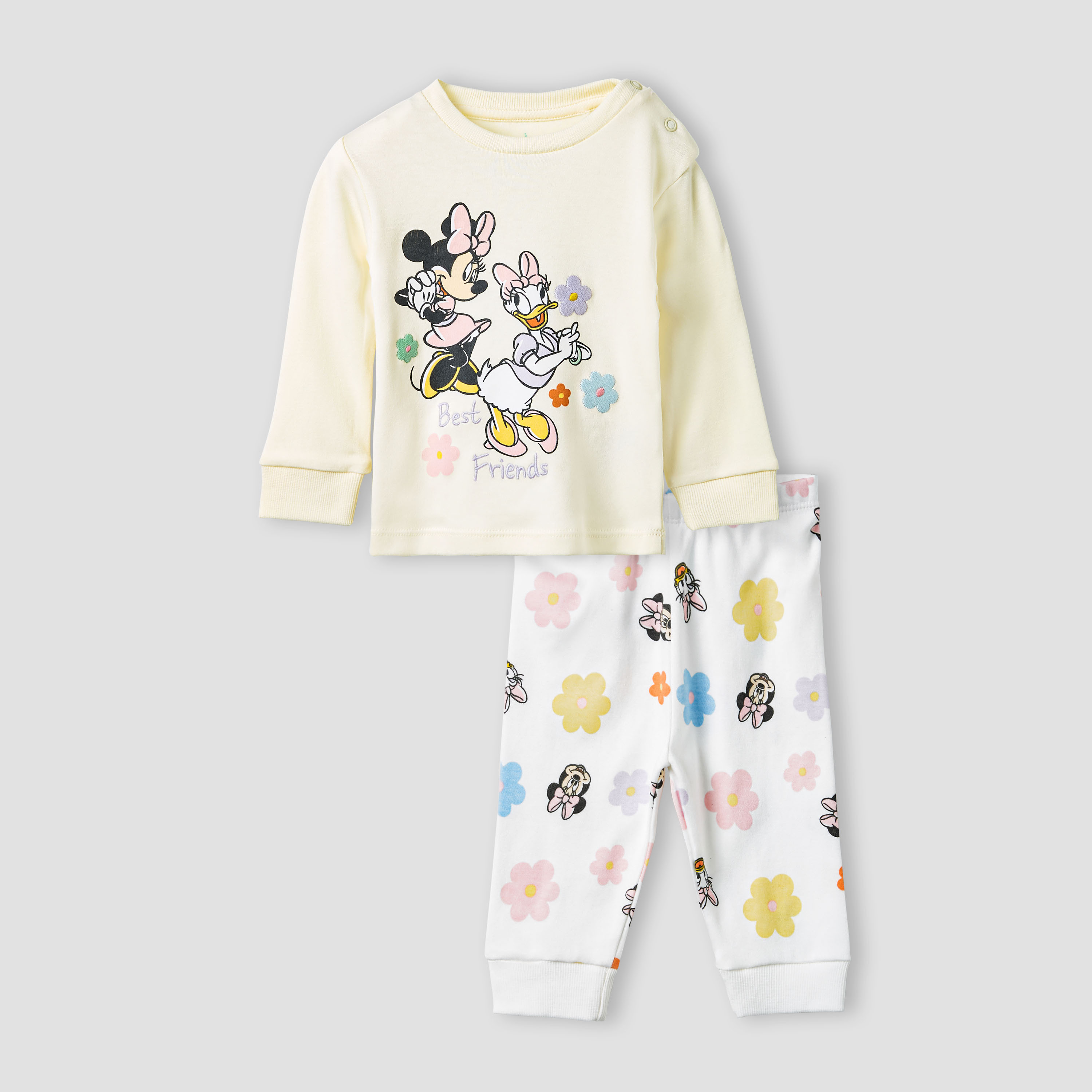 Disney Minnie Mouse and Daisy Duck Print T-shirt and Pyjama Set-baby-girls-clothing-nightwear-pyjamasets-image-1