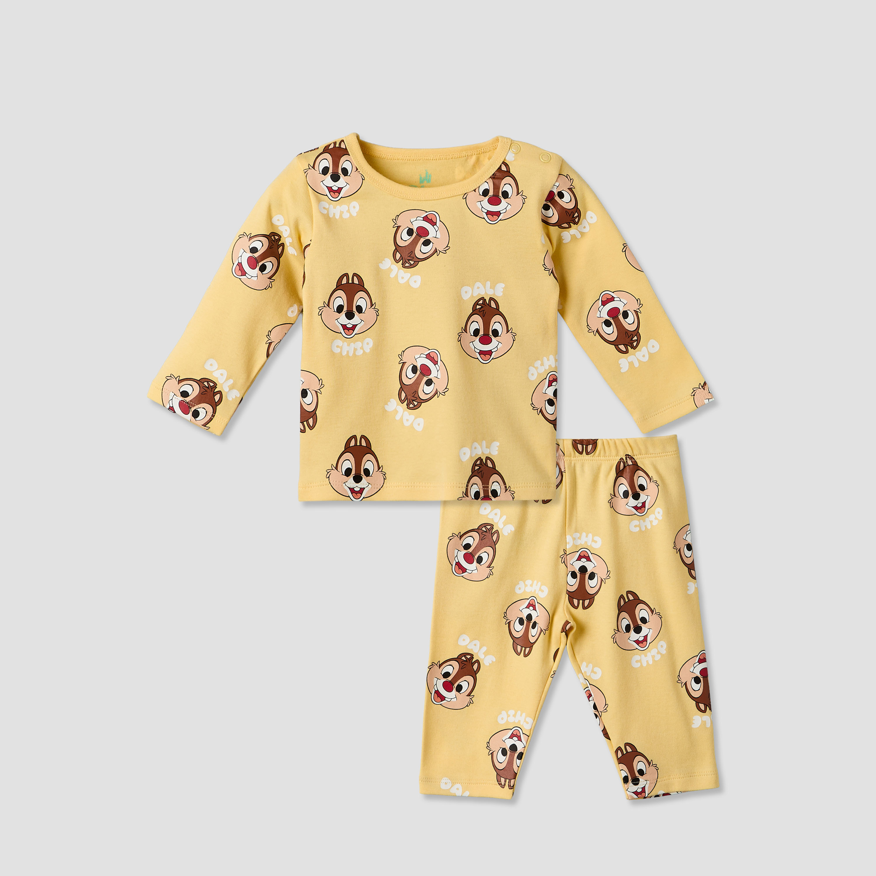 Disney Cotton Round Neck Long Sleeves Pyjama Set with Chip 'n Dale Print-baby-boys-clothing-nightwear-pyjamasets-image-2