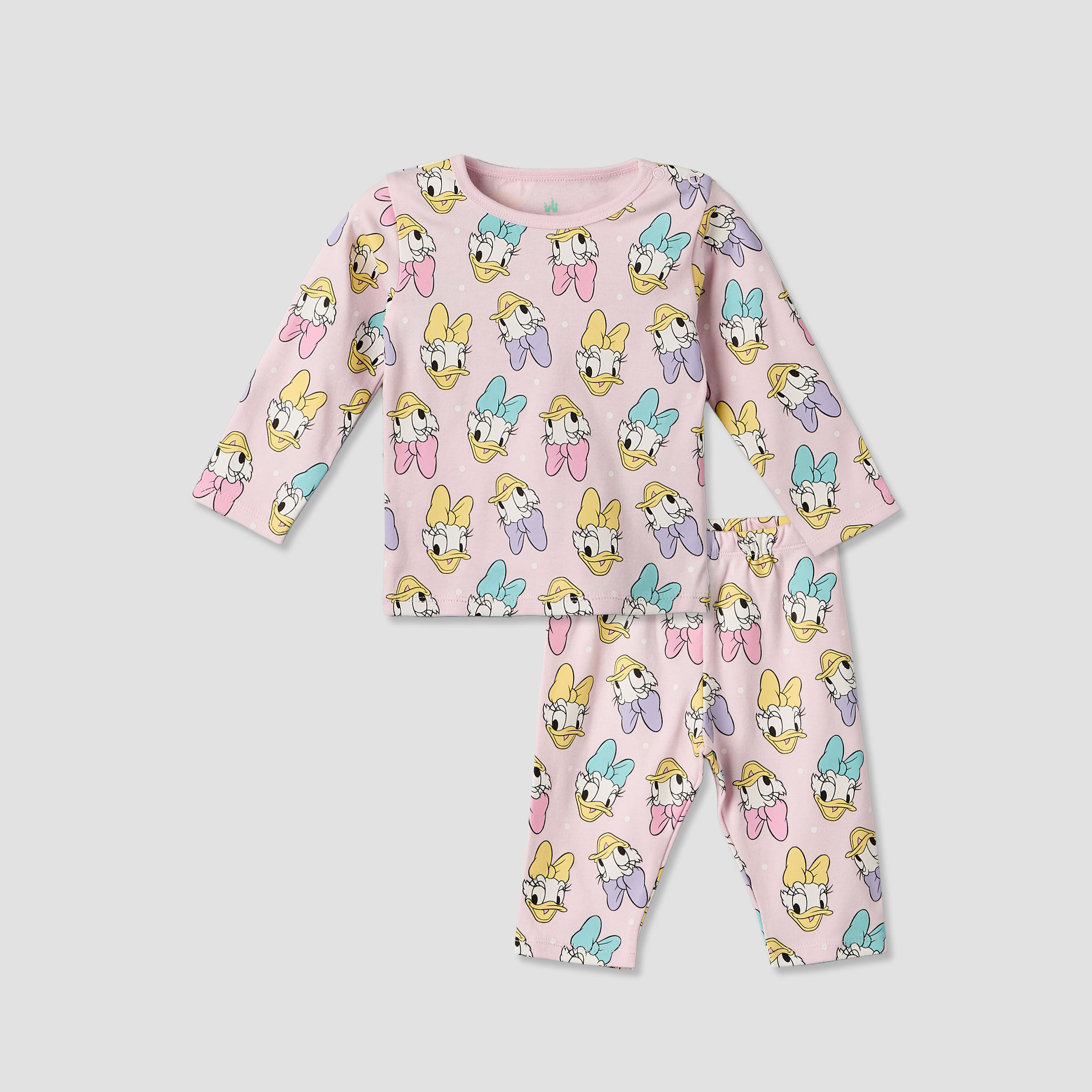 Disney Cotton Round Neck Long Sleeves Pyjama Set with Daisy Duck Print-baby-girls-clothing-nightwear-pyjamasets-image-2