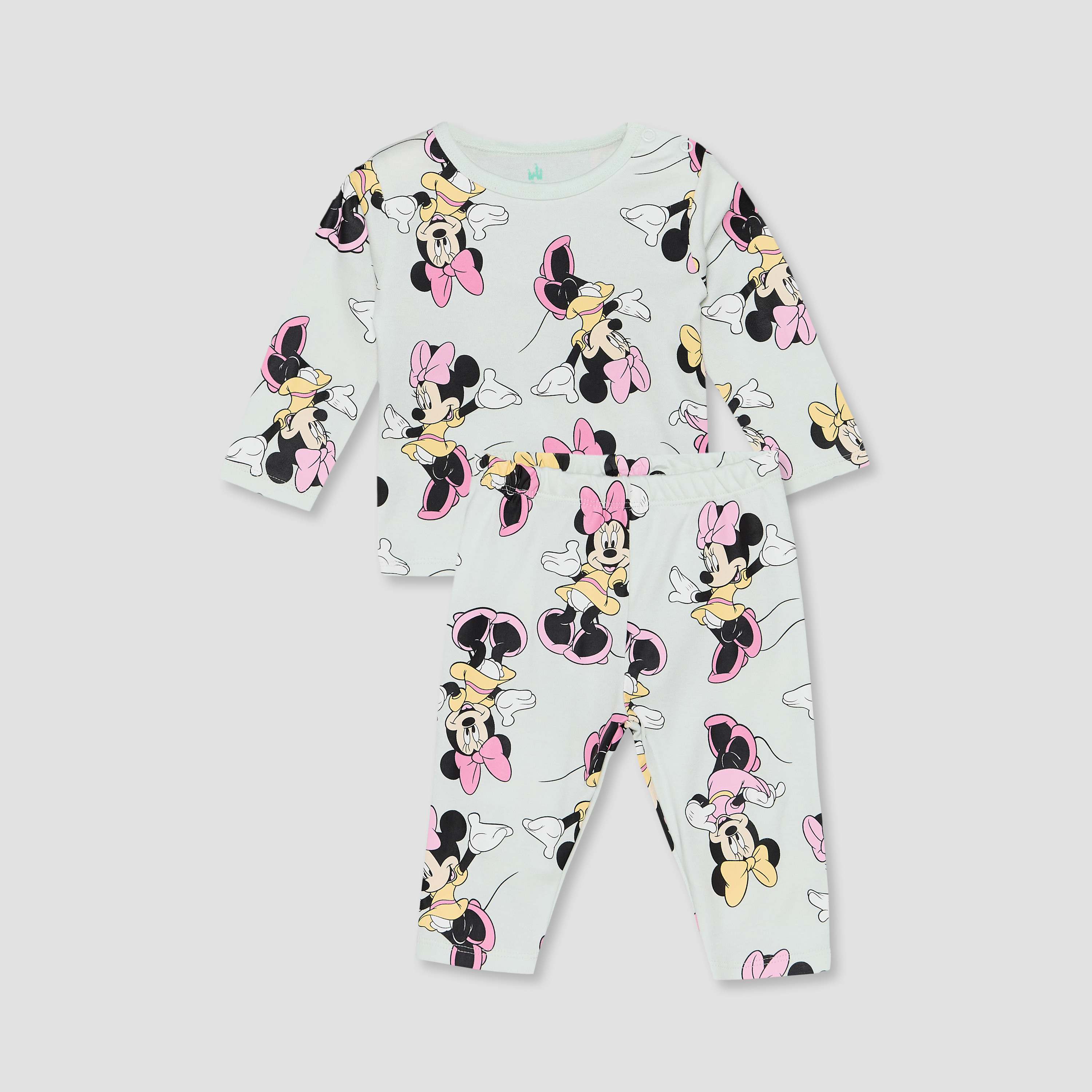 Disney Cotton Crew Neck Long Sleeves Pyjama Set with Minnie Mouse Print-baby-girls-clothing-nightwear-pyjamasets-image-2