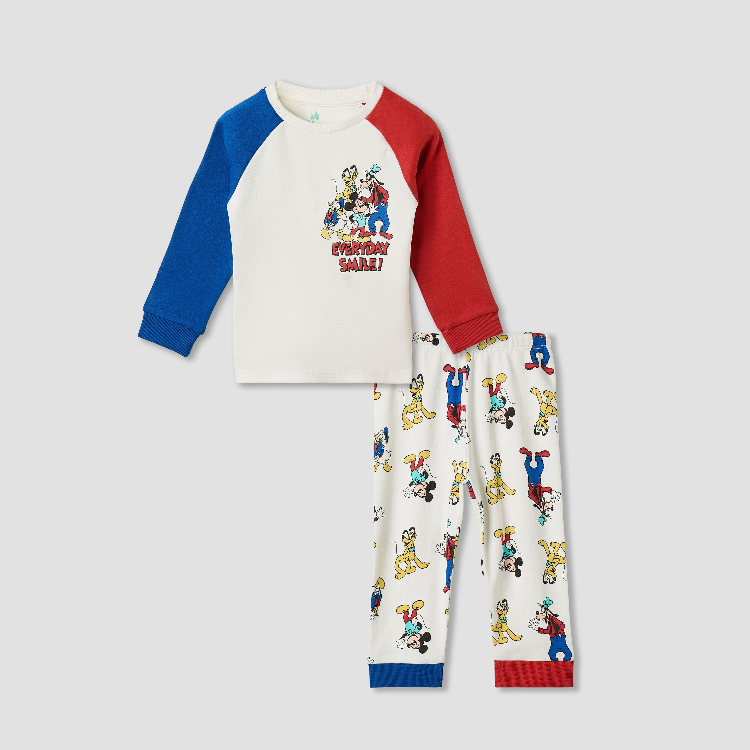 Disney Pyjama Set with Mickey Mouse Print - Cotton - Long Sleeves - Crew Neck-baby-boys-clothing-nightwear-pyjamasets-image-1