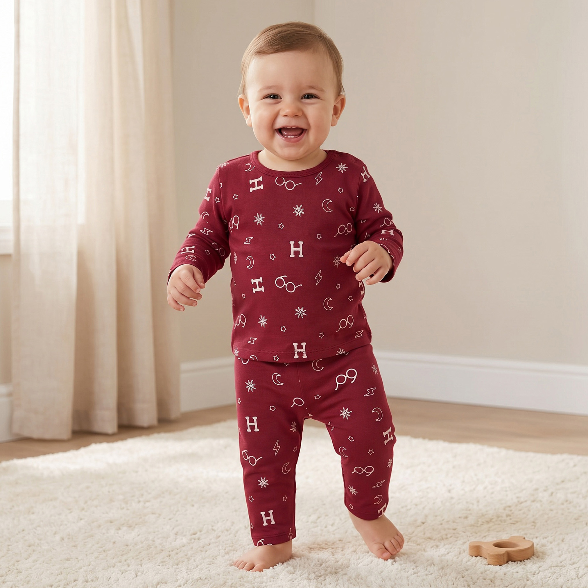 Disney Cotton Round Neck Long Sleeves Pyjama Set with Harry Potter Print-baby-boys-clothing-nightwear-pyjamasets-image-1