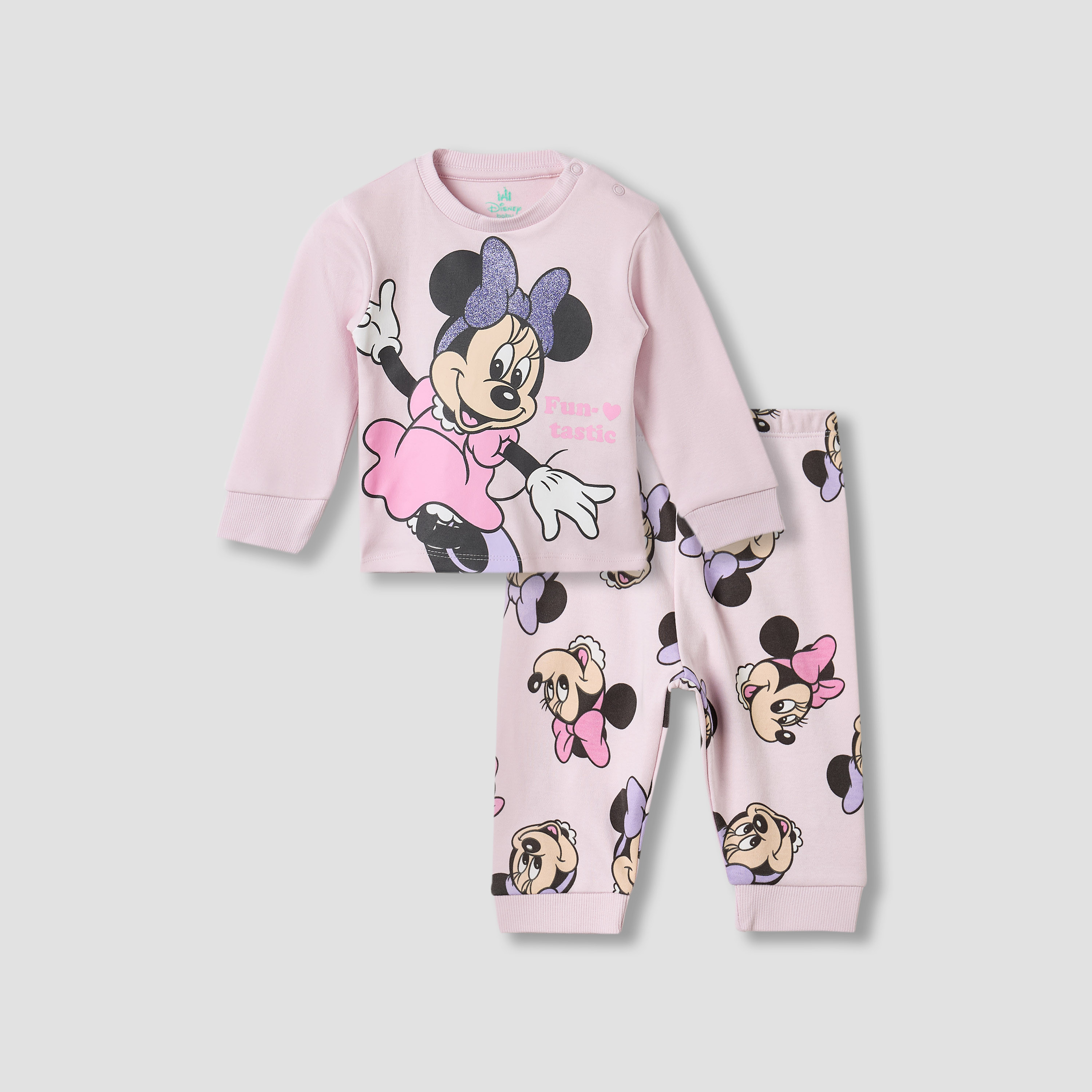 Disney Pyjama Set with Minnie Mouse Print - Cotton - Long Sleeves - Crew Neck-baby-girls-clothing-nightwear-pyjamasets-image-1