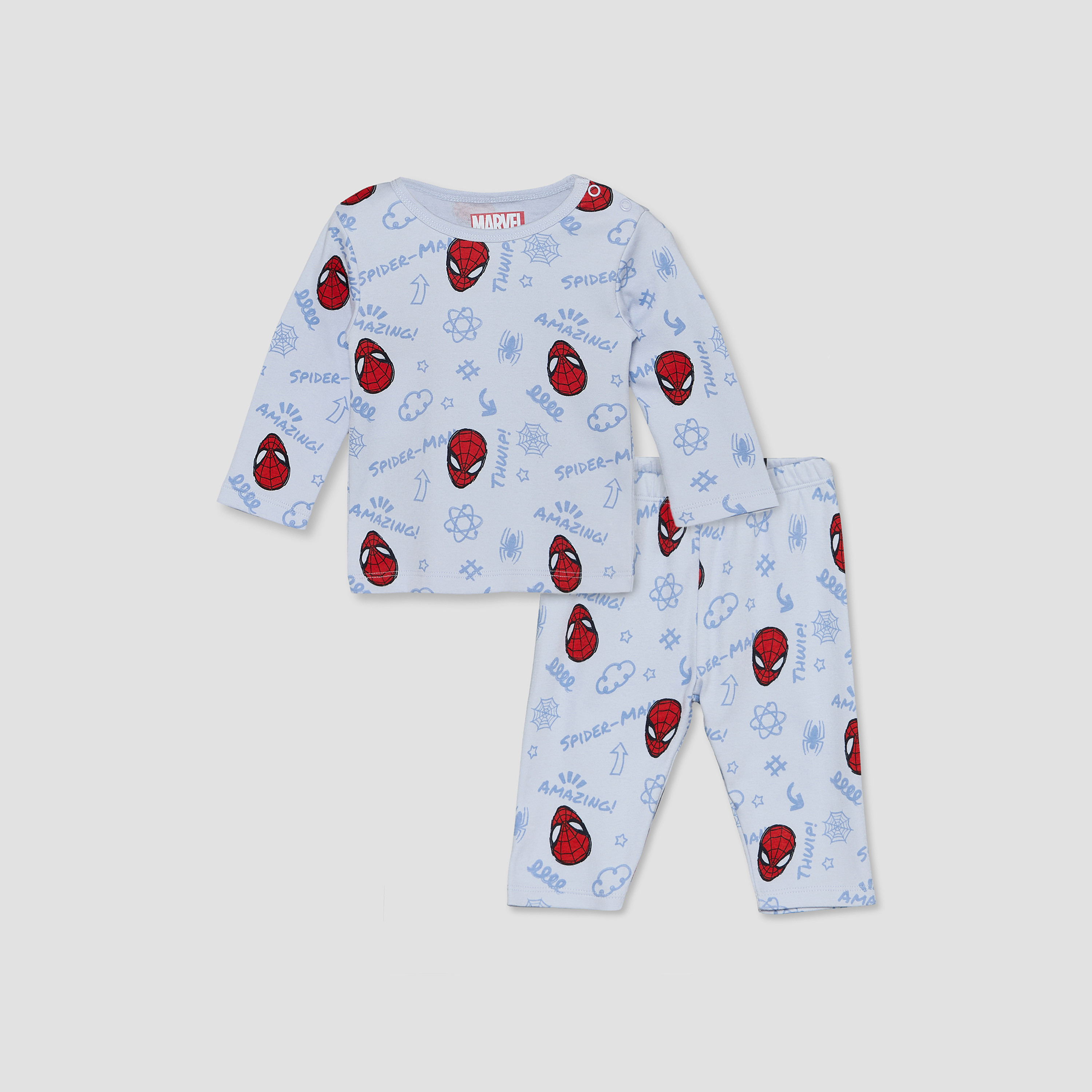 Disney Cotton Crew Neck Long Sleeves Pyjama Set with Spider-Man Print-baby-boys-clothing-nightwear-pyjamasets-image-2