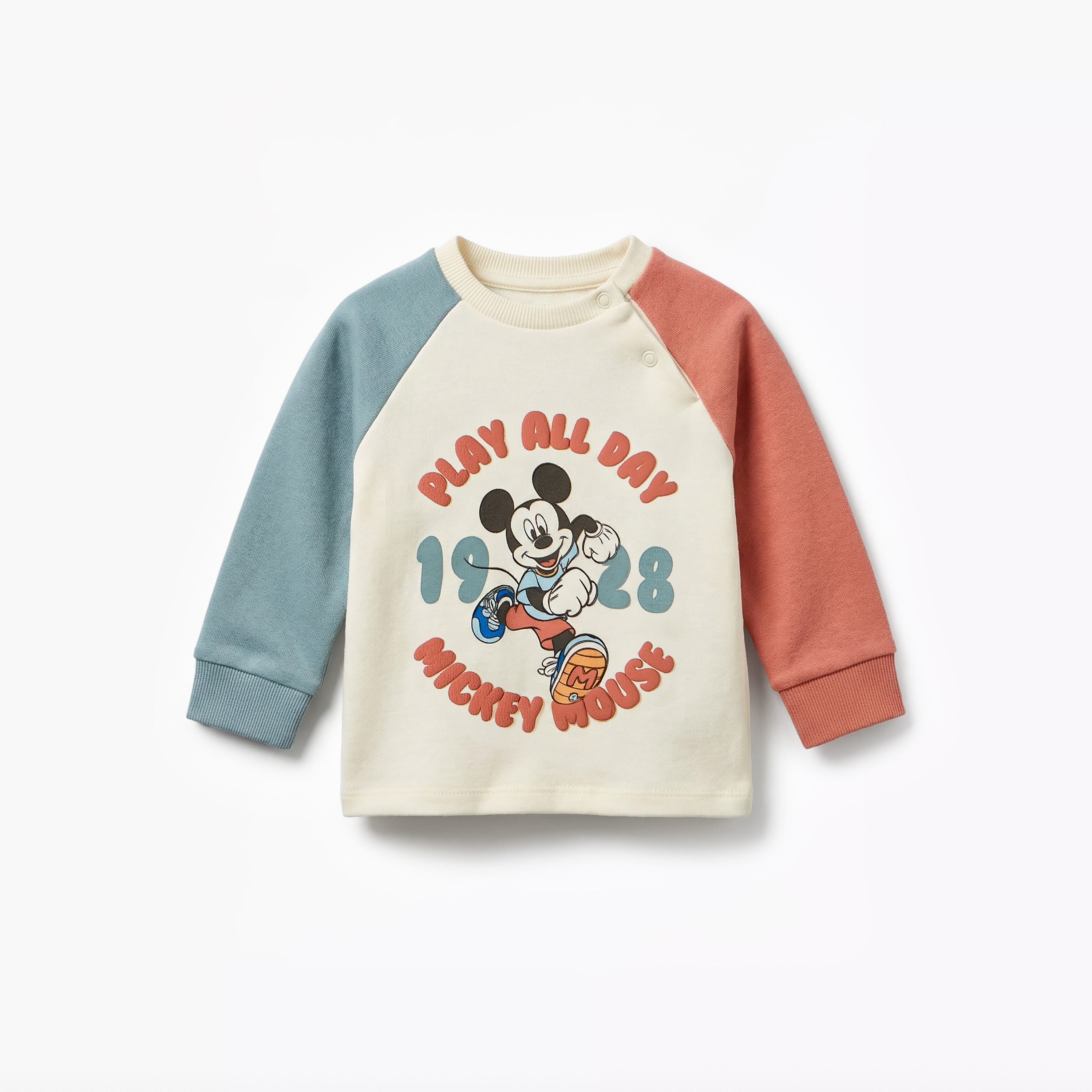Disney Cotton Crew Neck Long Sleeves Pyjama Set with Mickey Mouse Print-baby-boys-clothing-nightwear-pyjamasets-image-3