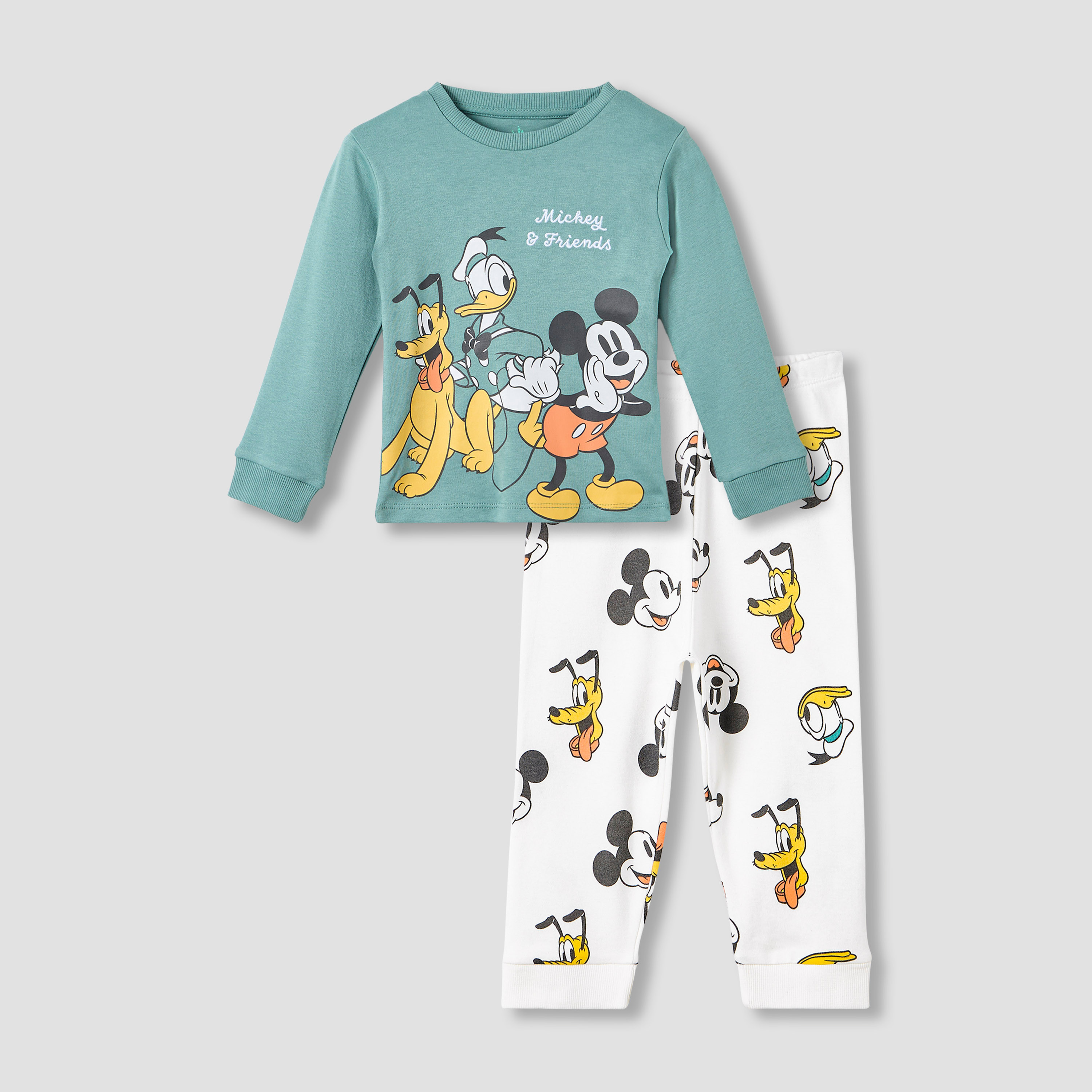 Disney Pyjama Set with Mickey Mouse and Friends Print - Cotton - Long Sleeves - Round Neck-baby-boys-clothing-nightwear-pyjamasets-image-1
