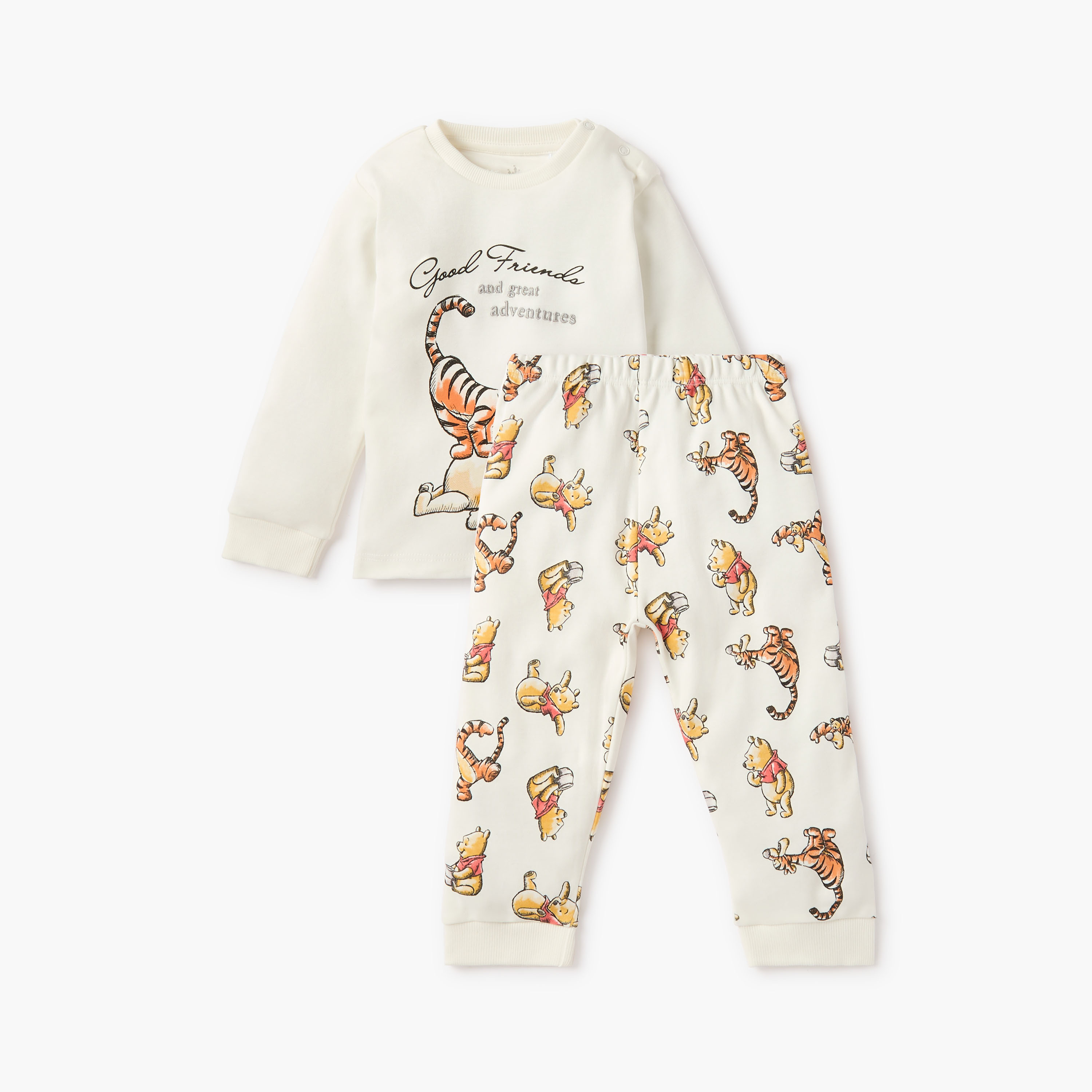 Disney Winnie the Pooh Print T-shirt and Pyjama Set-baby-boys-clothing-nightwear-pyjamasets-image-1