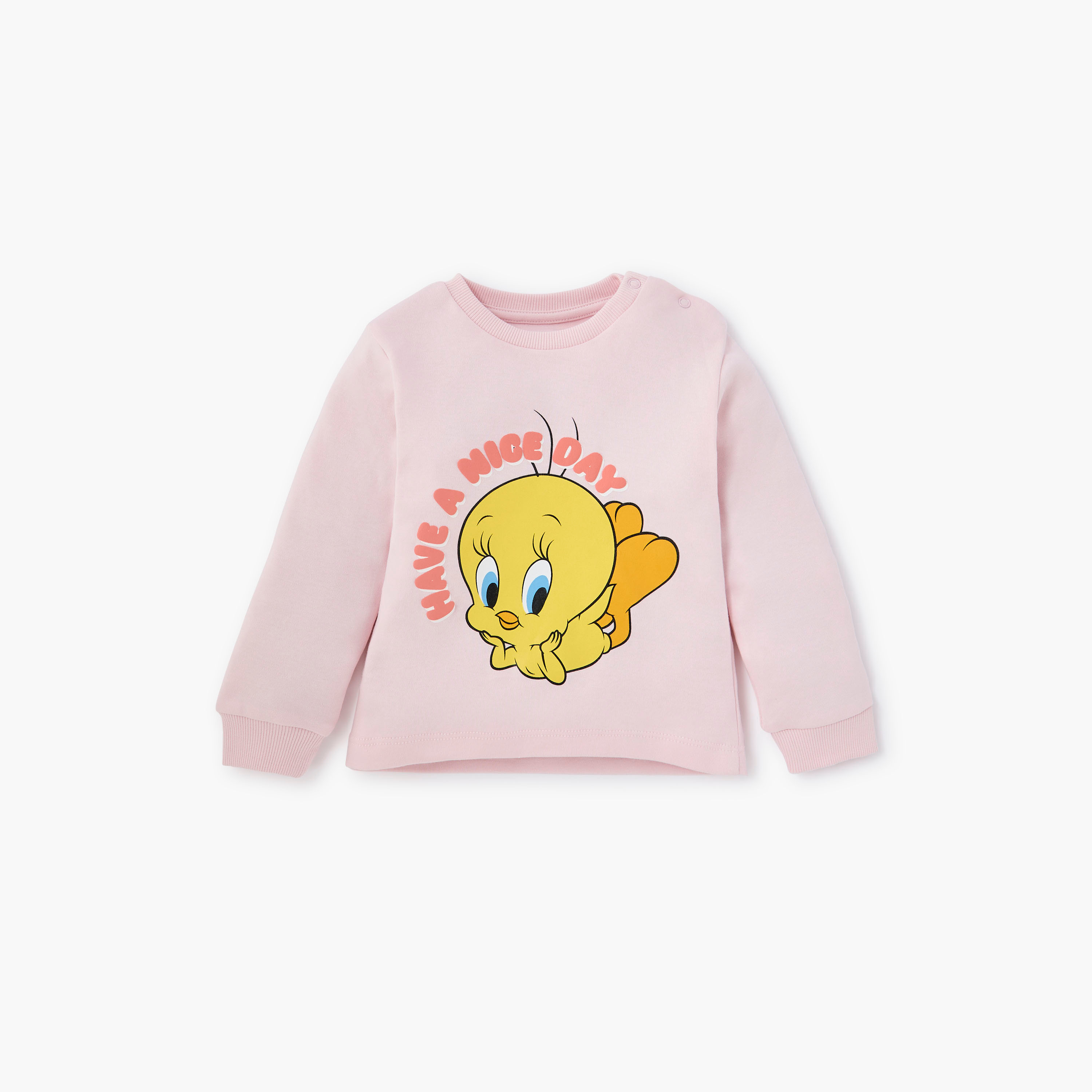 Disney Tweety Print T-shirt and Pyjama Set-baby-girls-clothing-nightwear-pyjamasets-image-2