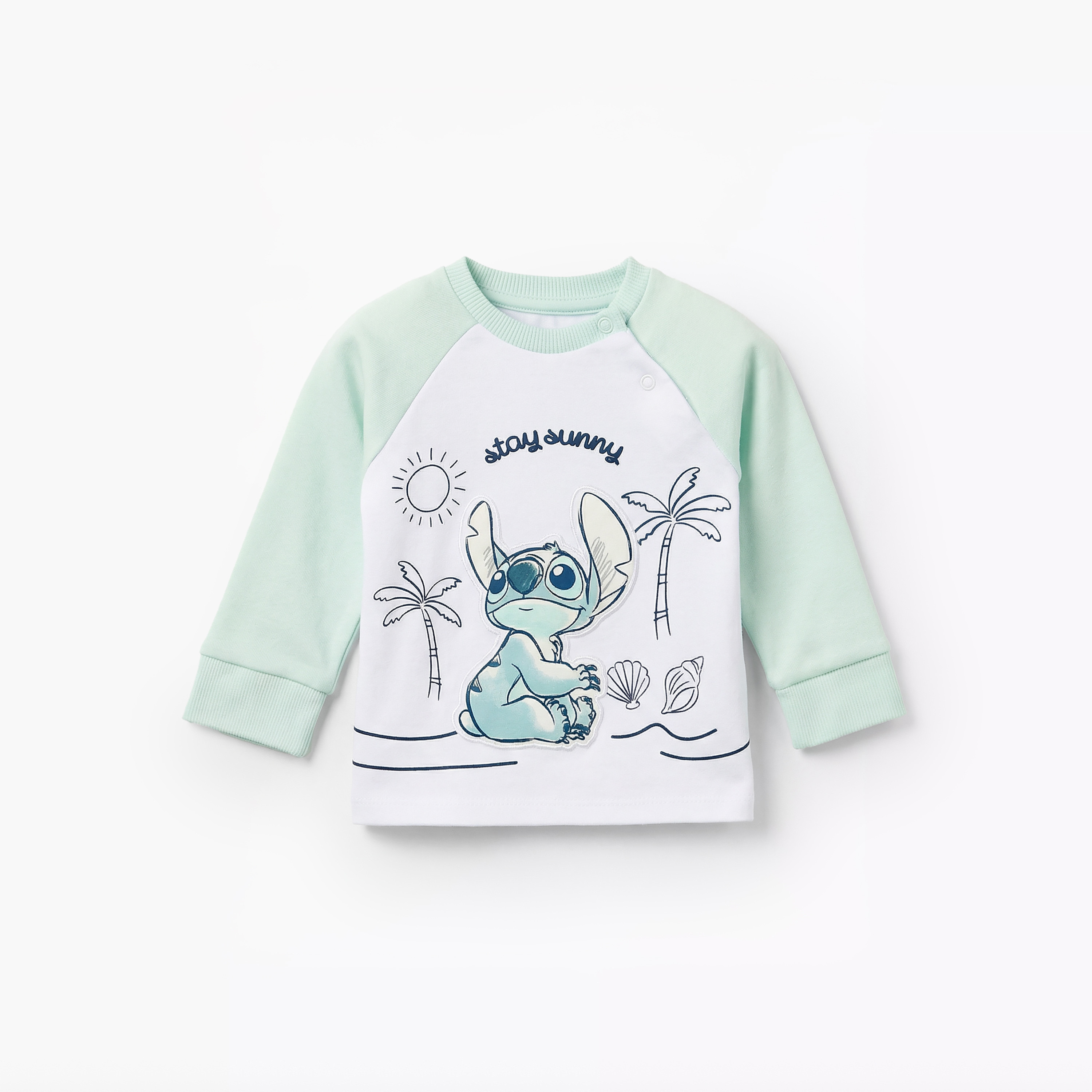 Disney Cotton Round Neck Long Sleeves Pyjama Set with Stitch Applique-baby-boys-clothing-nightwear-pyjamasets-image-3