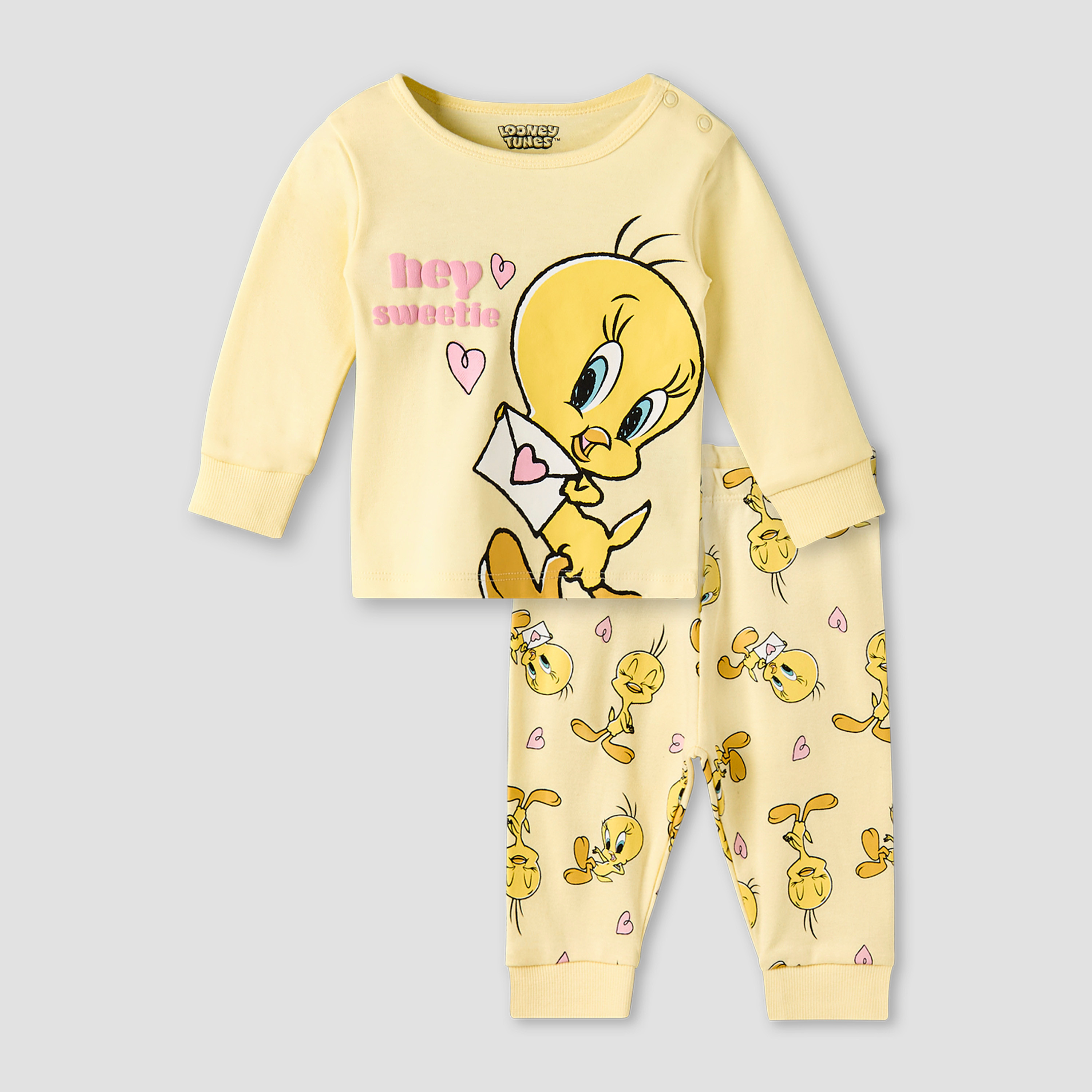 Disney Cotton Long Sleeves Pyjama Set with Tweety Print-baby-girls-clothing-nightwear-pyjamasets-image-2