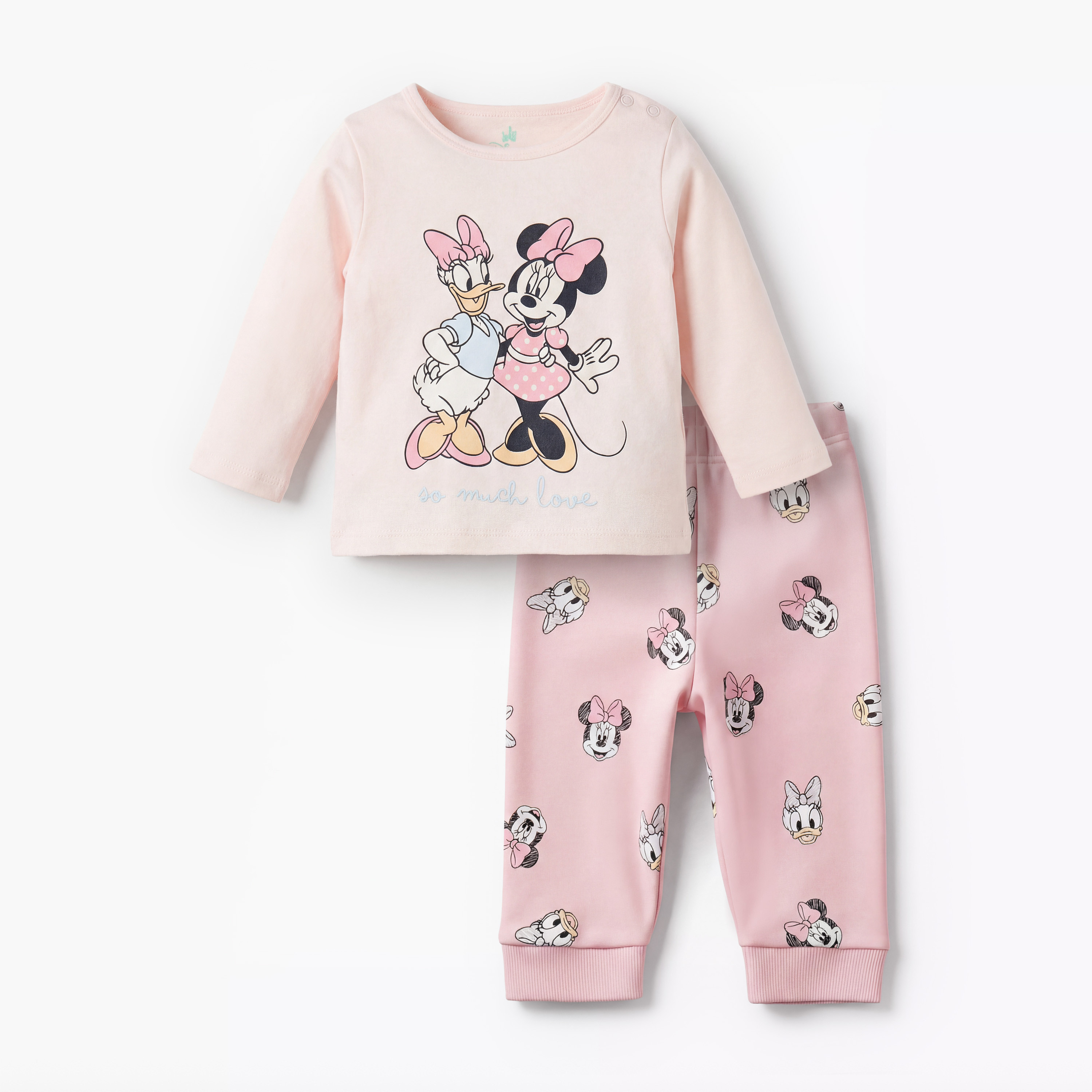 Disney Cotton Round Neck Long Sleeves Pyjama Set with Minnie Mouse and Daisy Duck Print-baby-girls-clothing-nightwear-pyjamasets-image-2