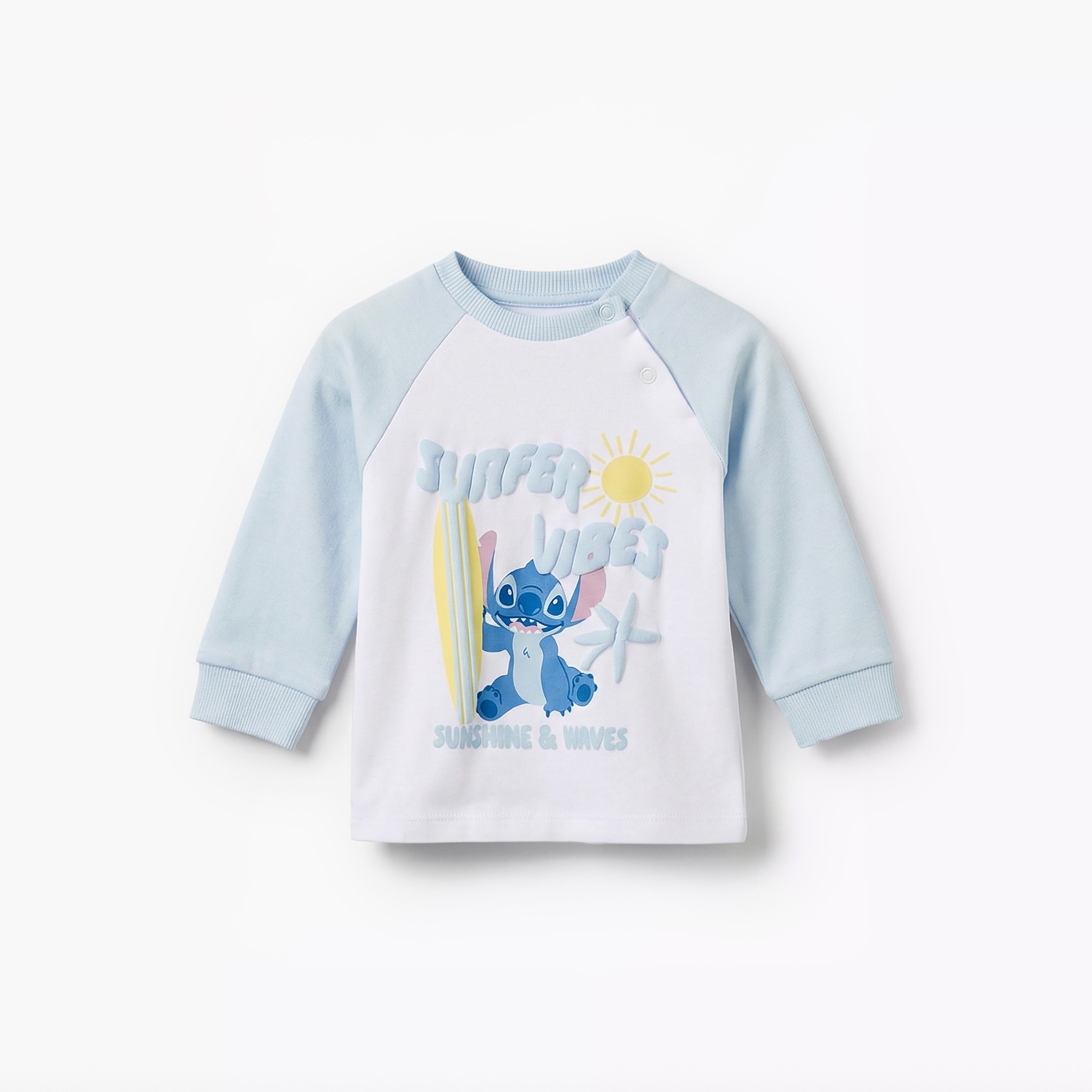 Disney Cotton Round Neck Long Sleeves Pyjama Set with Stitch Print-baby-boys-clothing-nightwear-pyjamasets-image-3