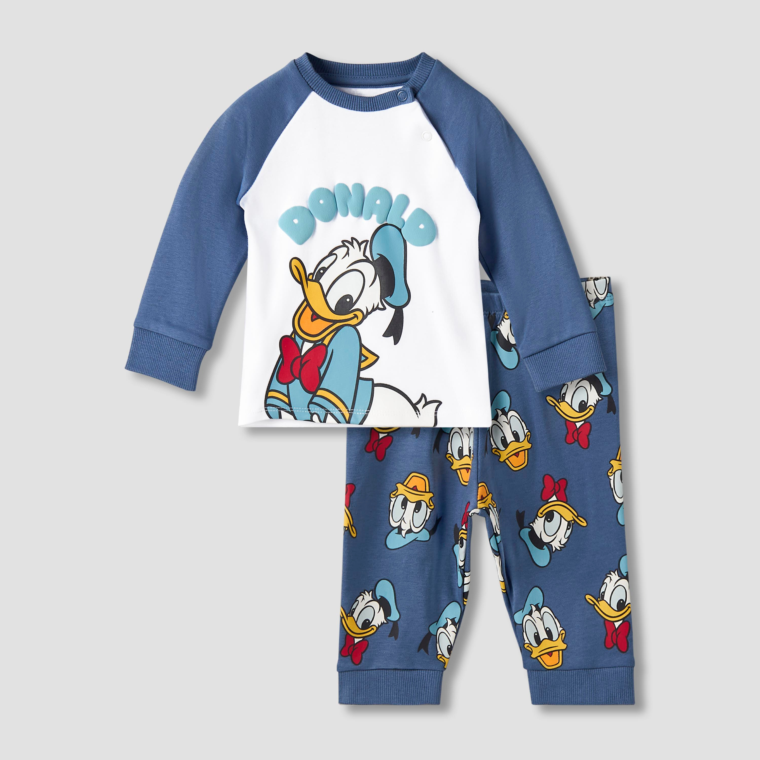 طقم بيجاما قطن بياقة مستديرة وأكمام طويلة وطبعات دونالد داك من ديزني-baby-boys-clothing-nightwear-pyjamasets-image-1