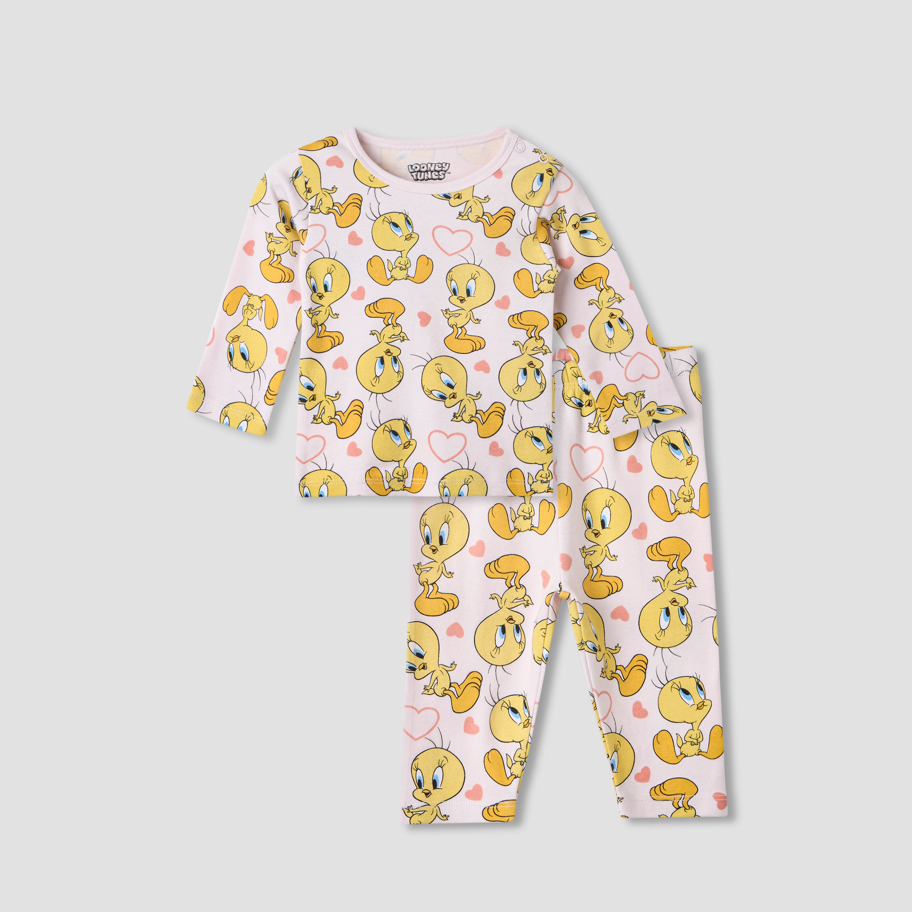 Disney Pyjama Set with Tweety Print - Cotton - Long Sleeves - Crew Neck-baby-girls-clothing-nightwear-pyjamasets-image-1