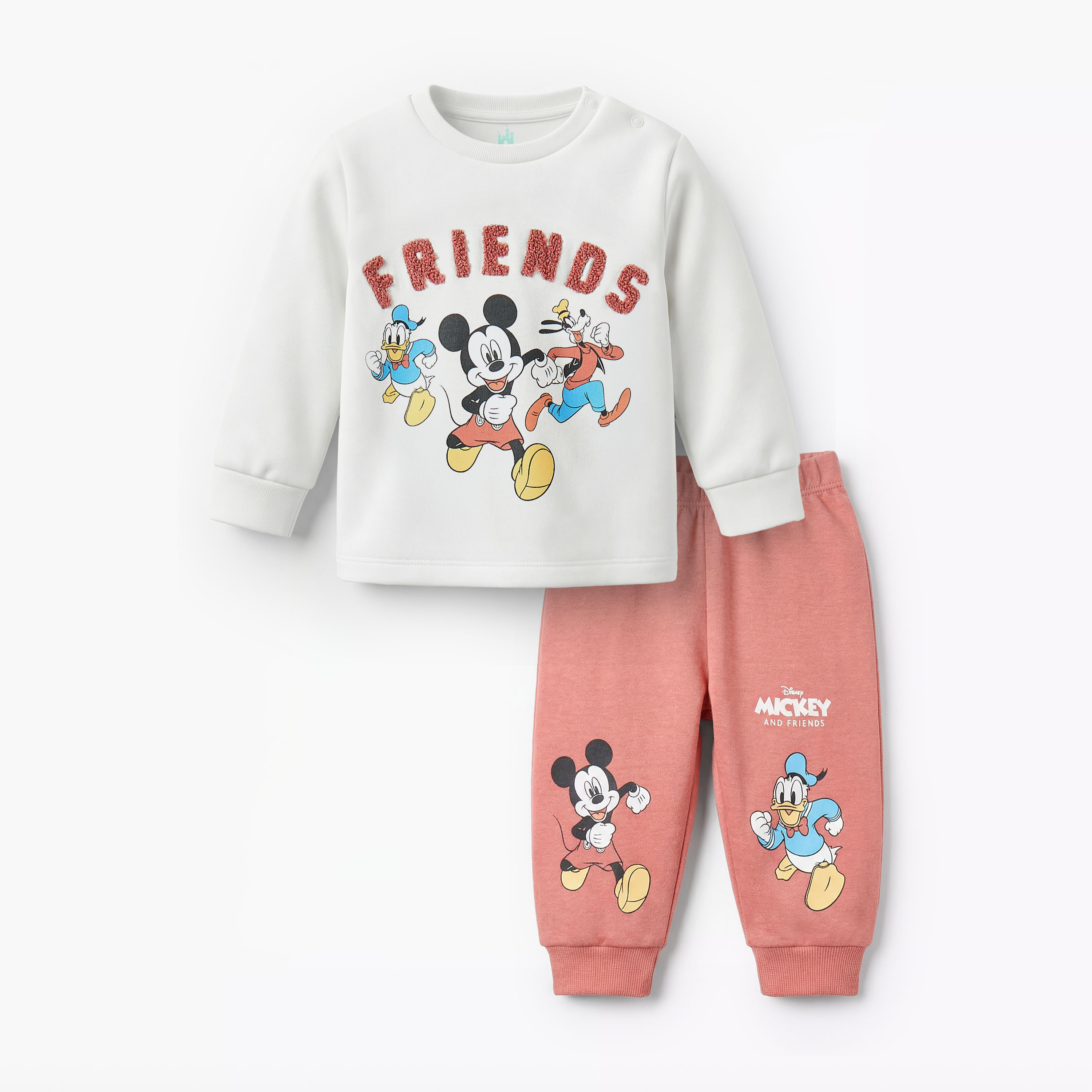 Disney Cotton Round Neck Long Sleeves Pyjama Set with Mickey Mouse and Friends Print-baby-boys-clothing-nightwear-pyjamasets-image-1