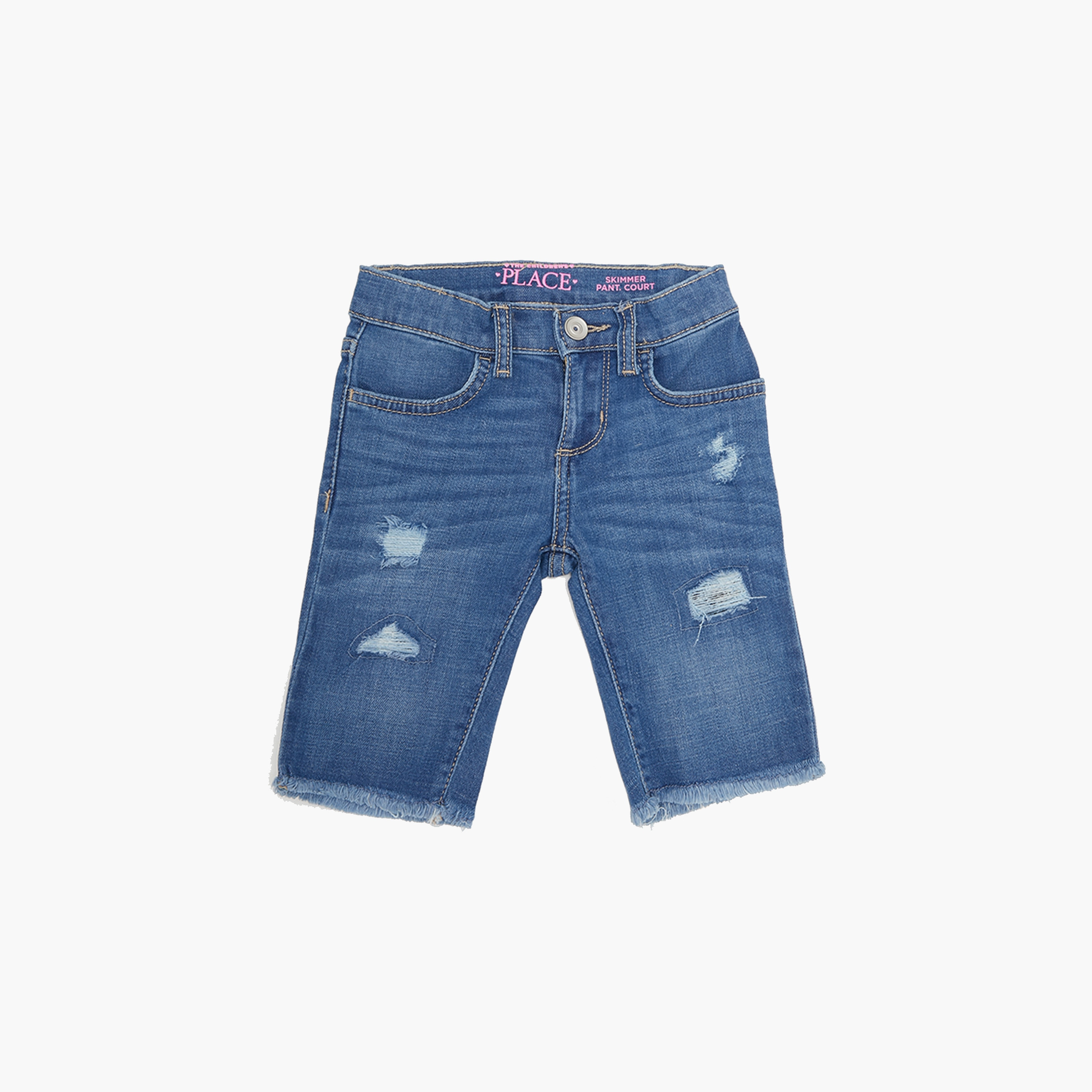 The Children's Place Solid Elasticated Denim Shorts-girls-clothing-bottoms-shorts-image-1