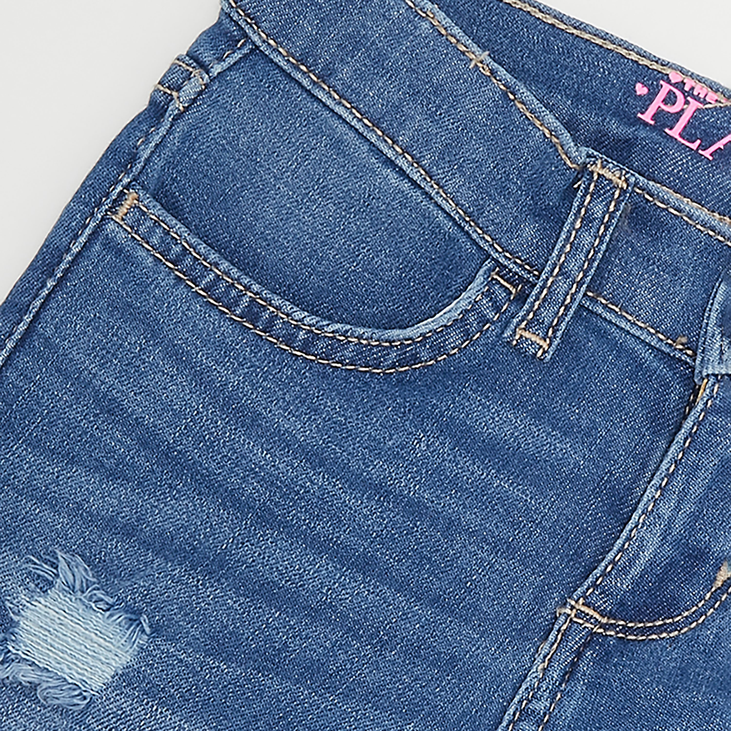 The Children's Place Solid Elasticated Denim Shorts-girls-clothing-bottoms-shorts-image-3