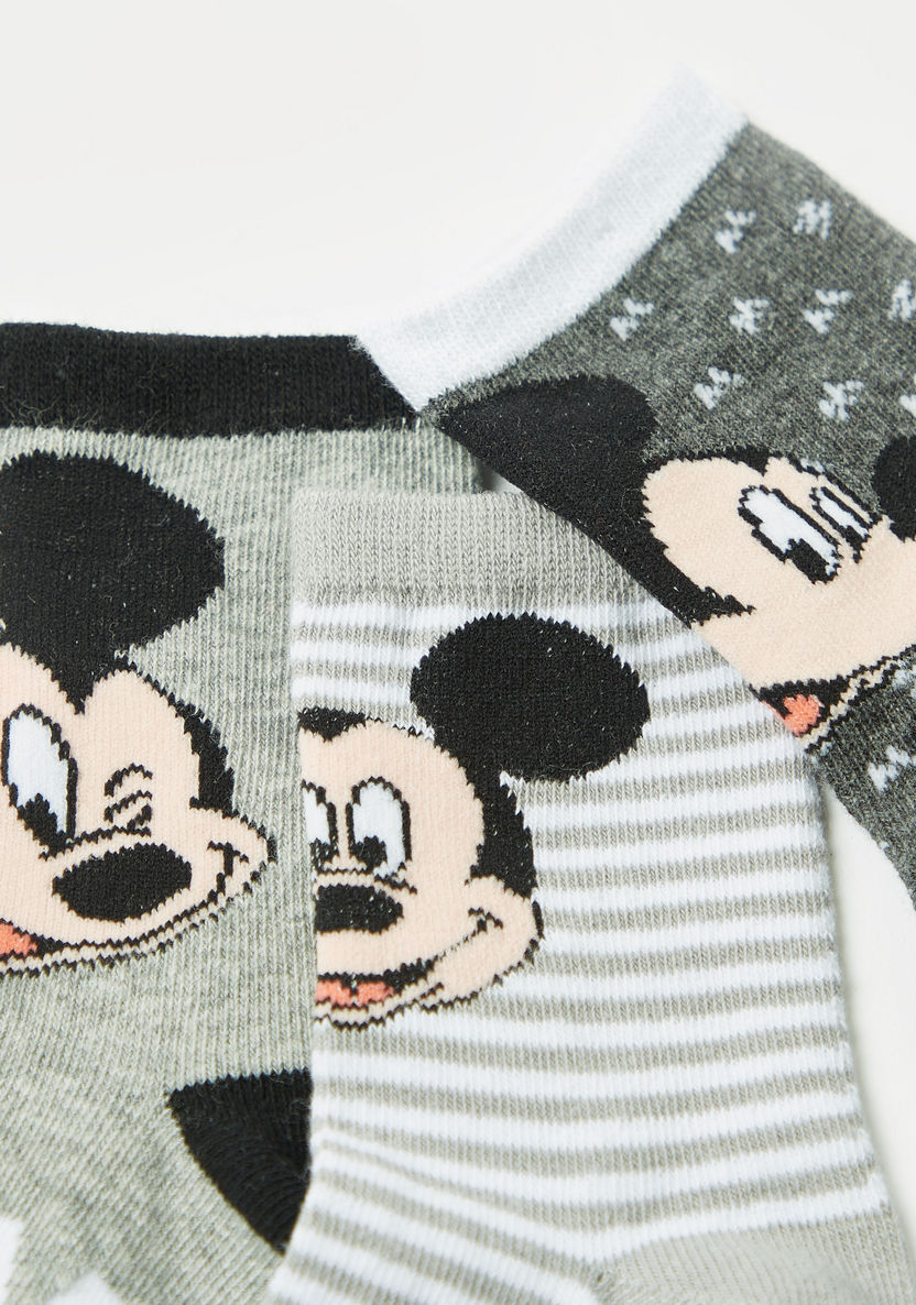 Disney Mickey Mouse Print Crew Length Socks - Set of 3-Socks-image-2