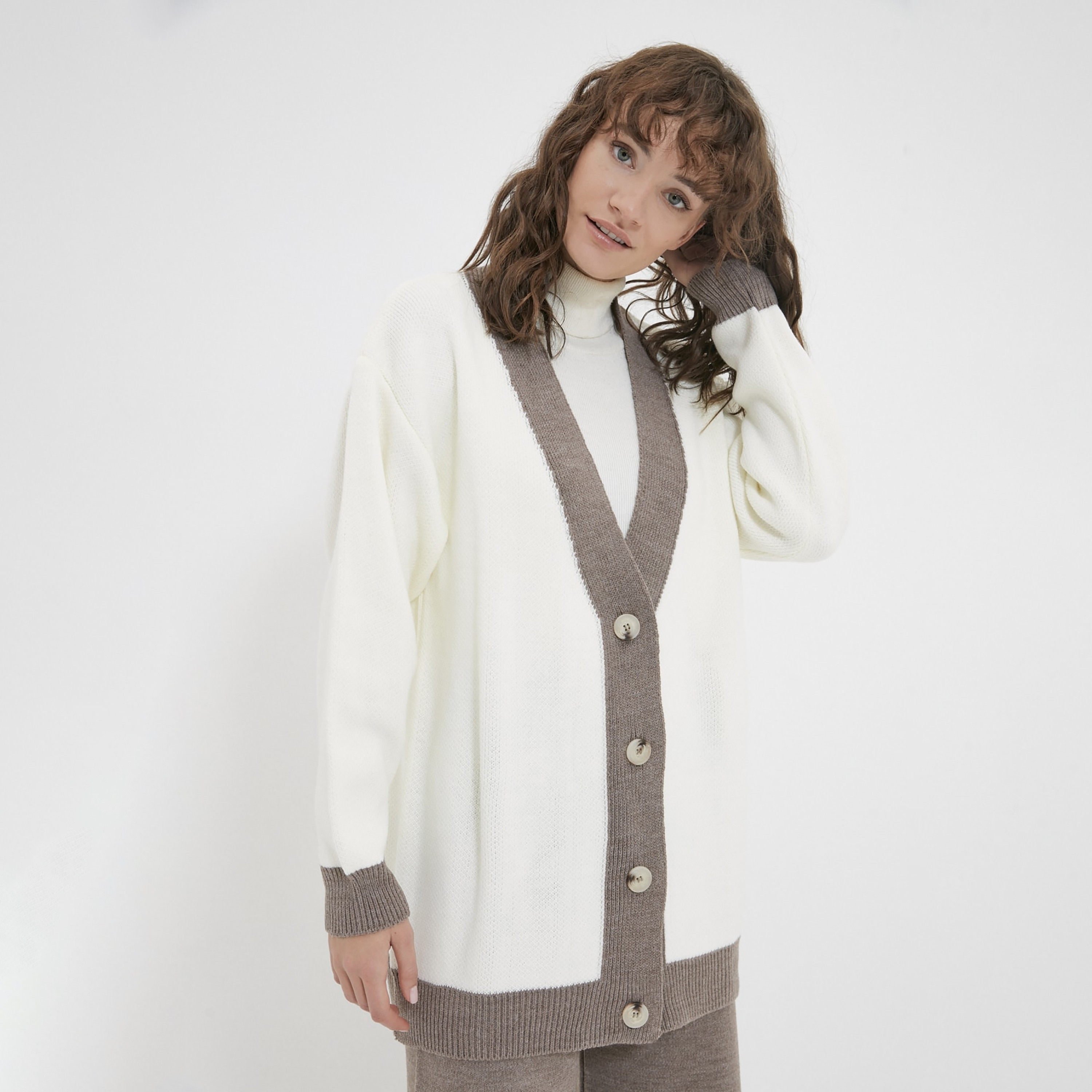 Trendyol Modest Color-Blocked Dropped Sleeves Women's Cardigan & Pants Set-women-clothing-coordsets-image-3