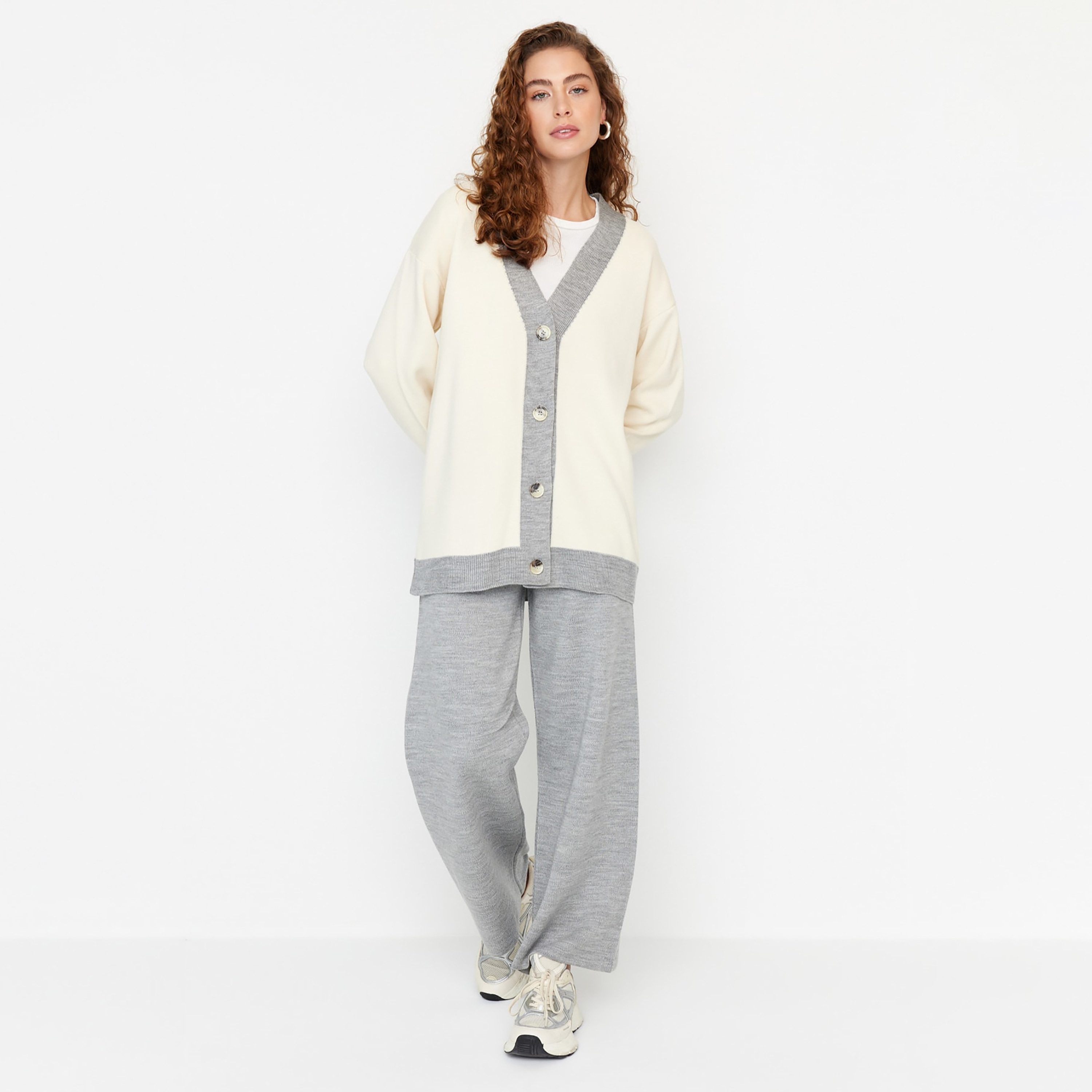 Trendyol Modest Color-Blocked Dropped Sleeves Women's Cardigan & Pants Set-women-clothing-coordsets-image-2