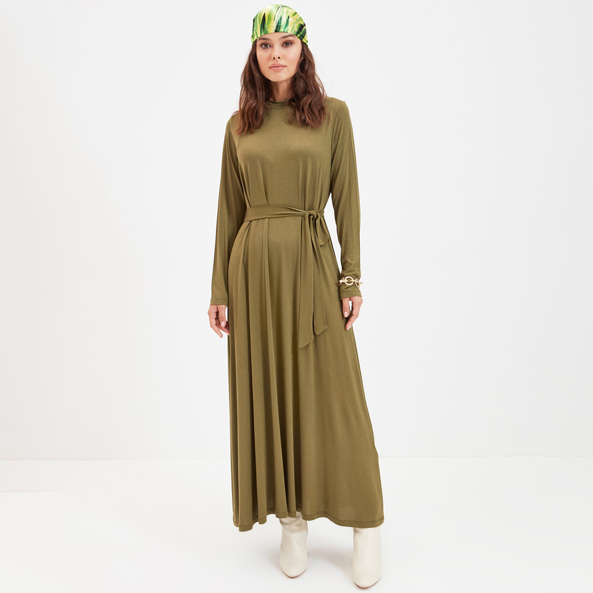 ترينديول أخضر طويل فستان-women-clothing-dresses-image-1