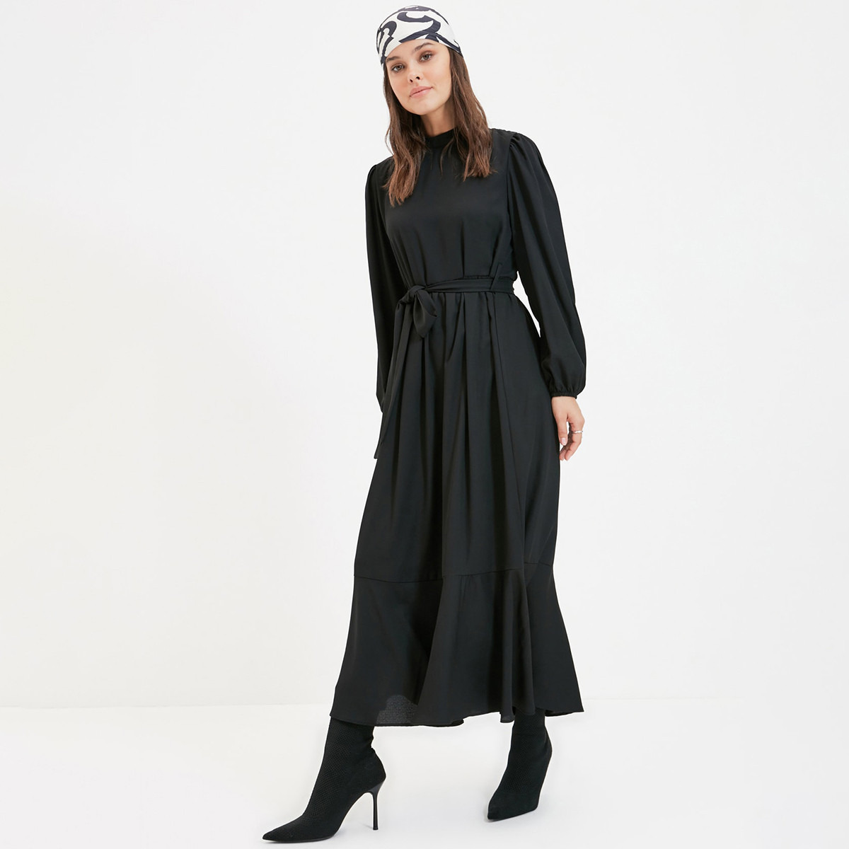ترينديول أسود طويل فستان-women-clothing-dresses-image-1