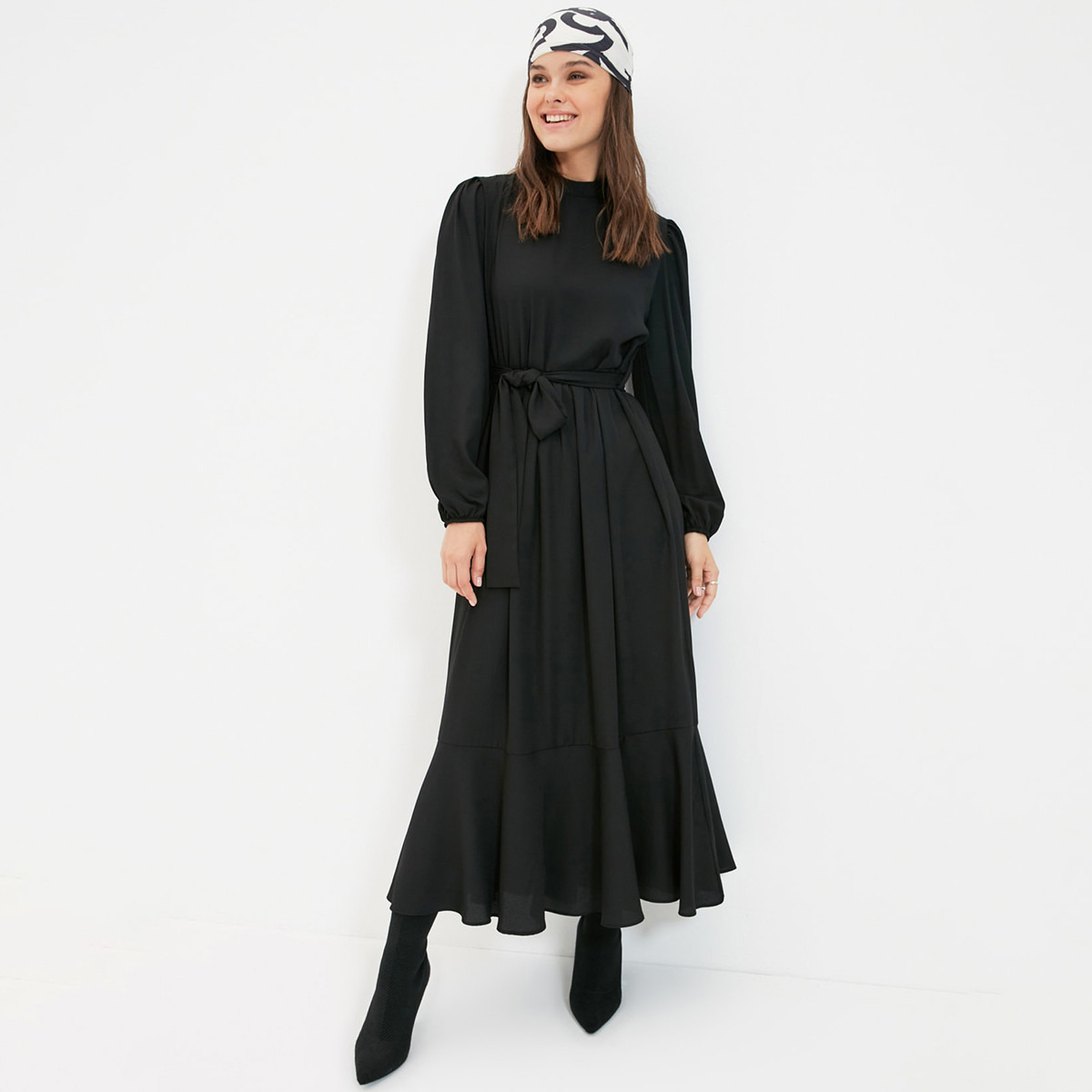ترينديول أسود طويل فستان-women-clothing-dresses-image-3