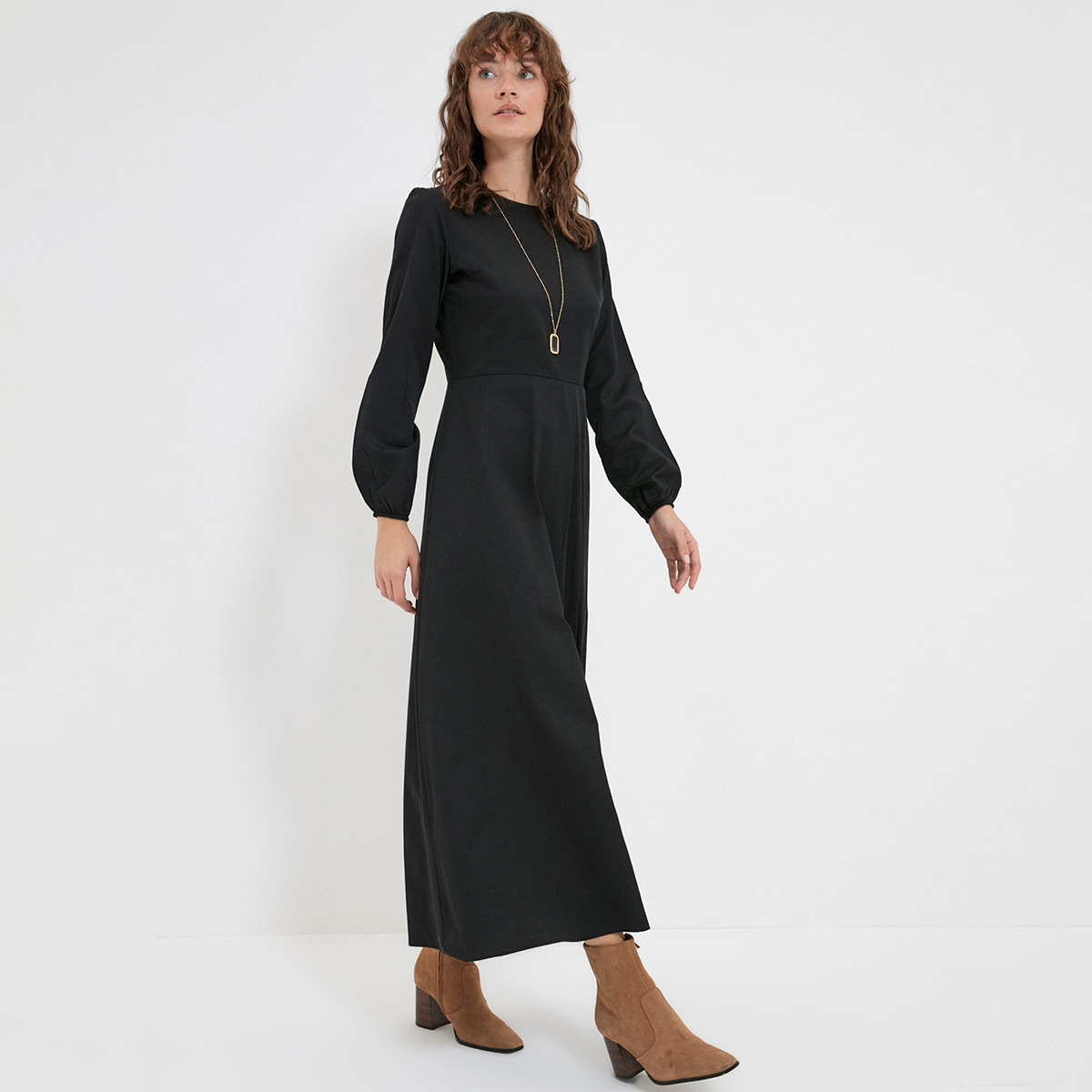 ترينديول أسود طويل فستان-women-clothing-dresses-image-3