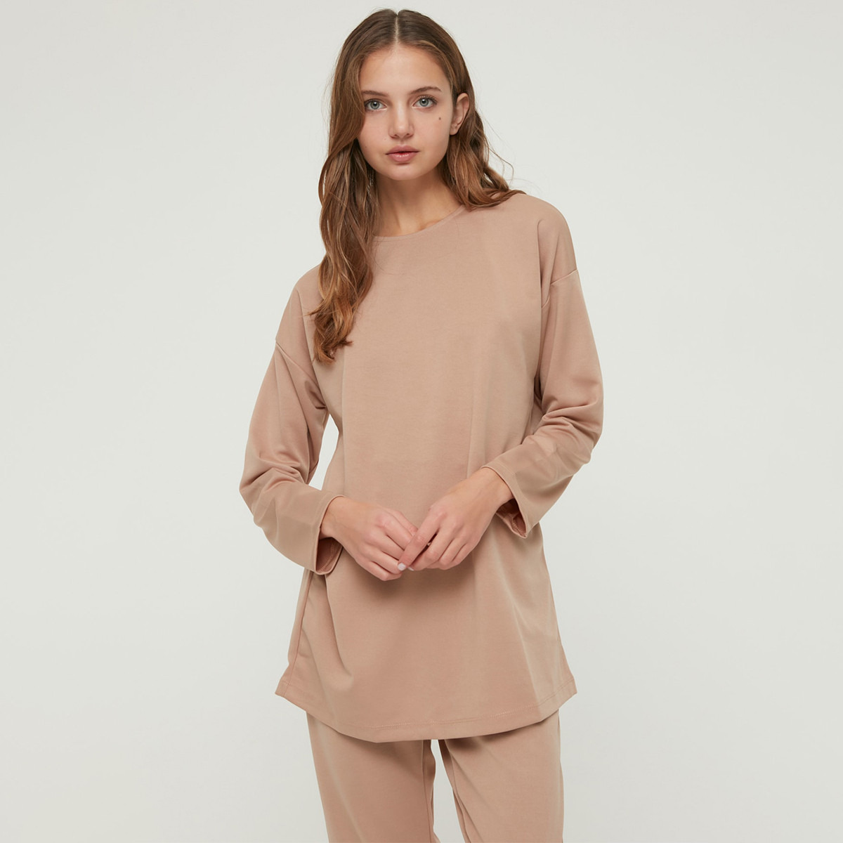 Trendyol Modest Women Knitted Crew Nect Top-Pant Set-women-clothing-coordsets-image-2