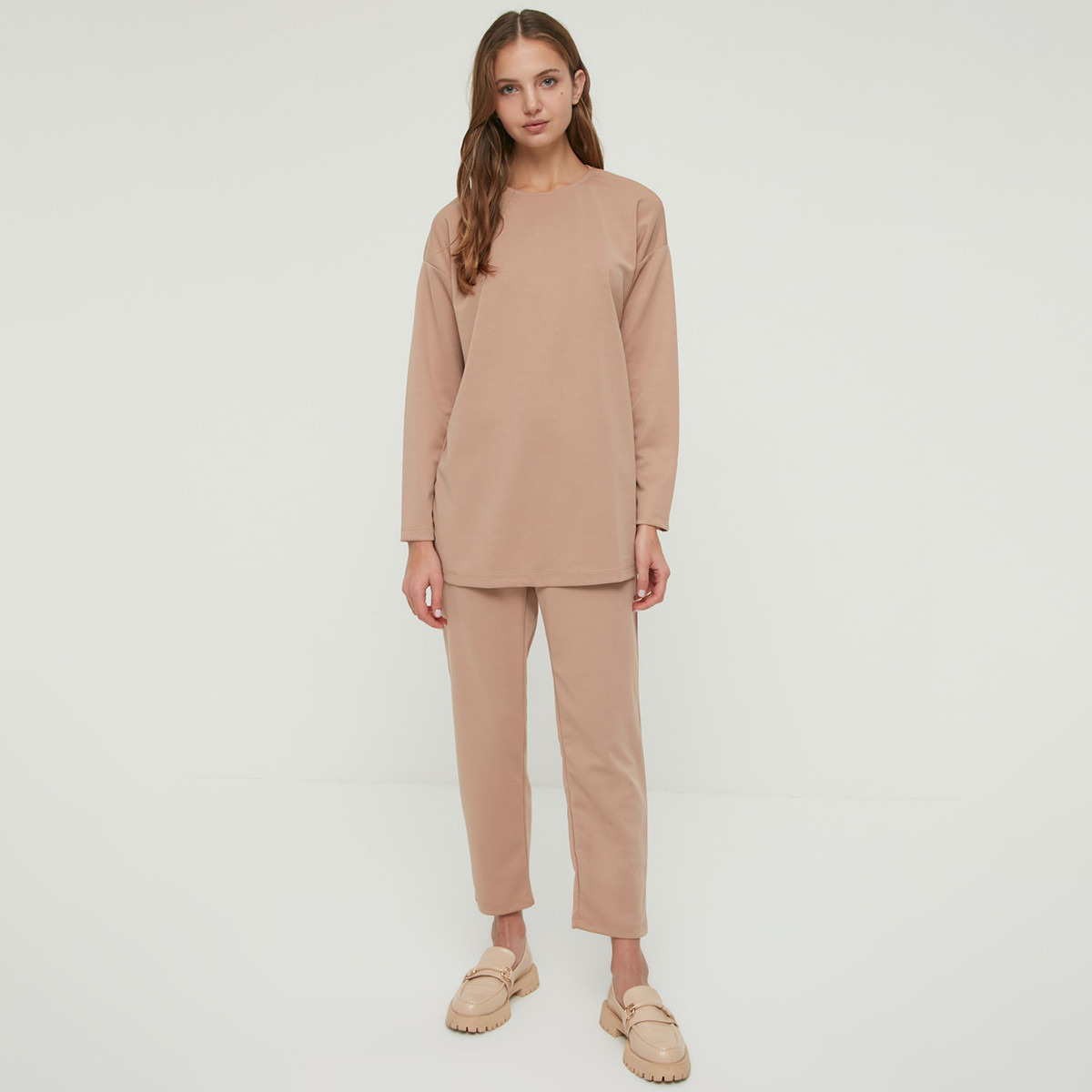 Trendyol Modest Women Knitted Crew Nect Top-Pant Set-women-clothing-coordsets-image-4