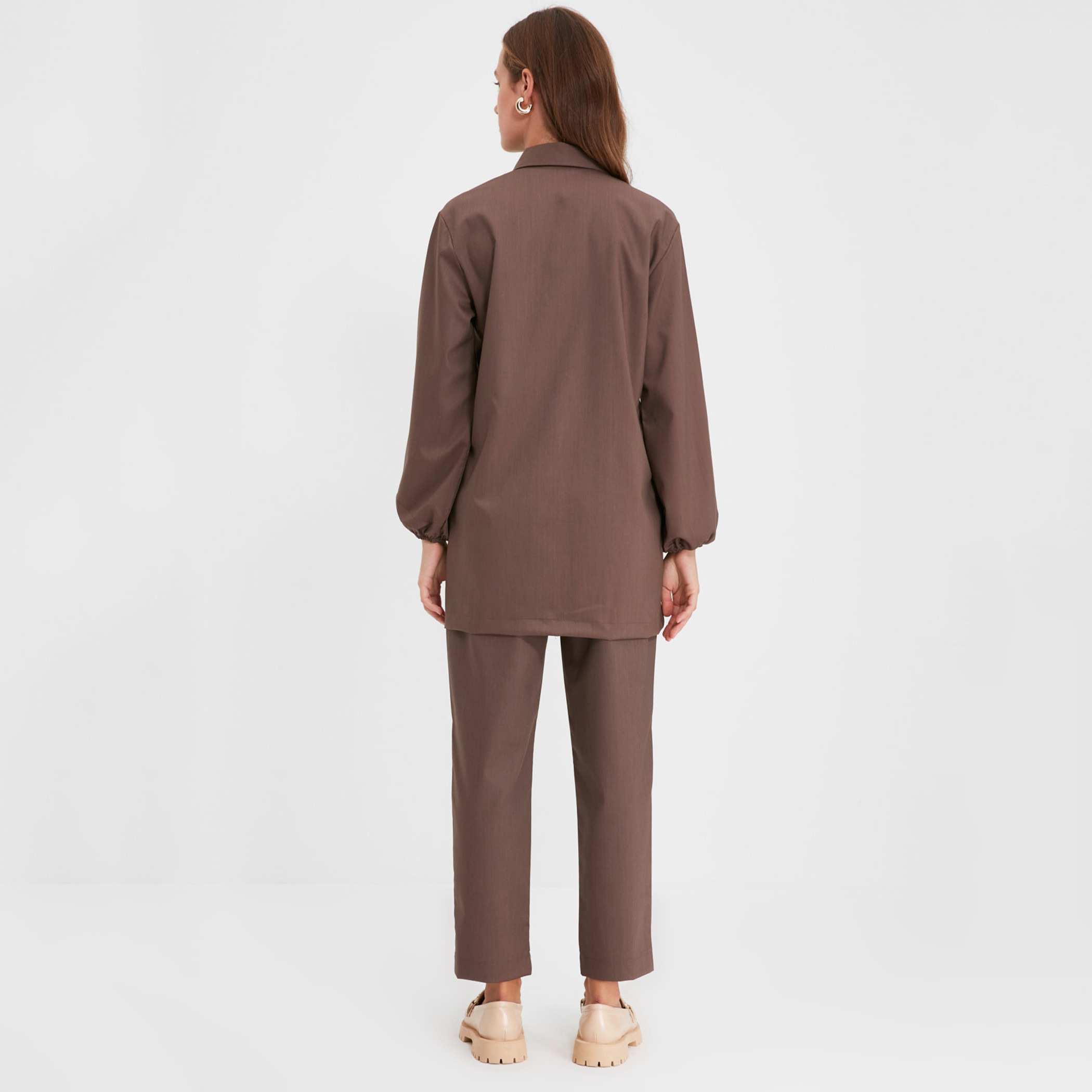 Trendyol Modest Women Solid Collared Neck Top-Pant Set-women-clothing-coordsets-image-5