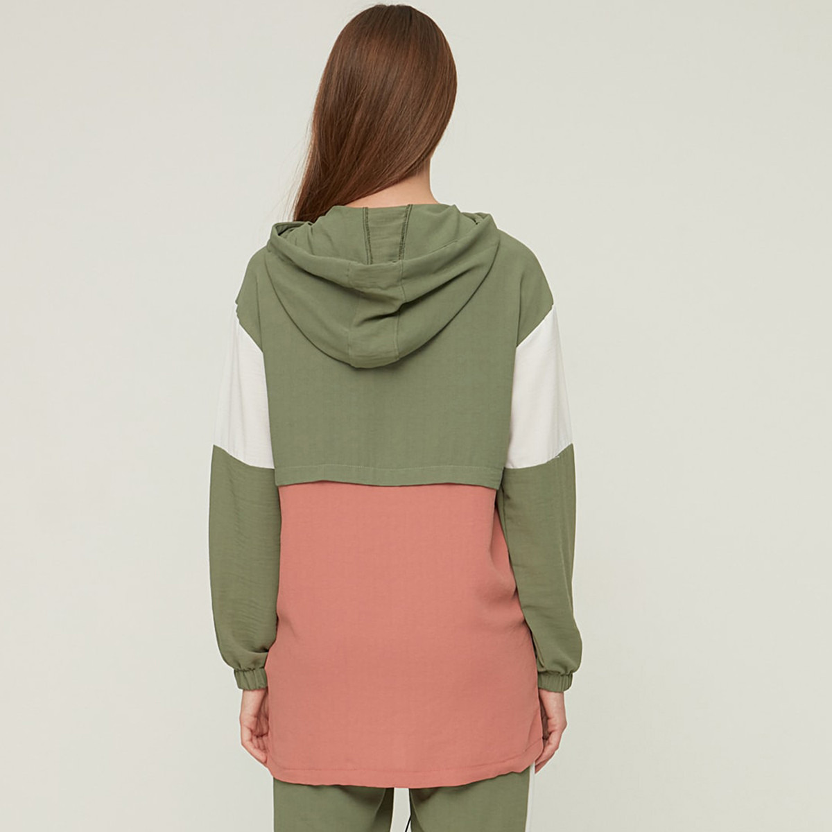 Trendyol Modest Women Colour Block Half Zippered Hoodie-Jogger Set-women-clothing-coordsets-image-5