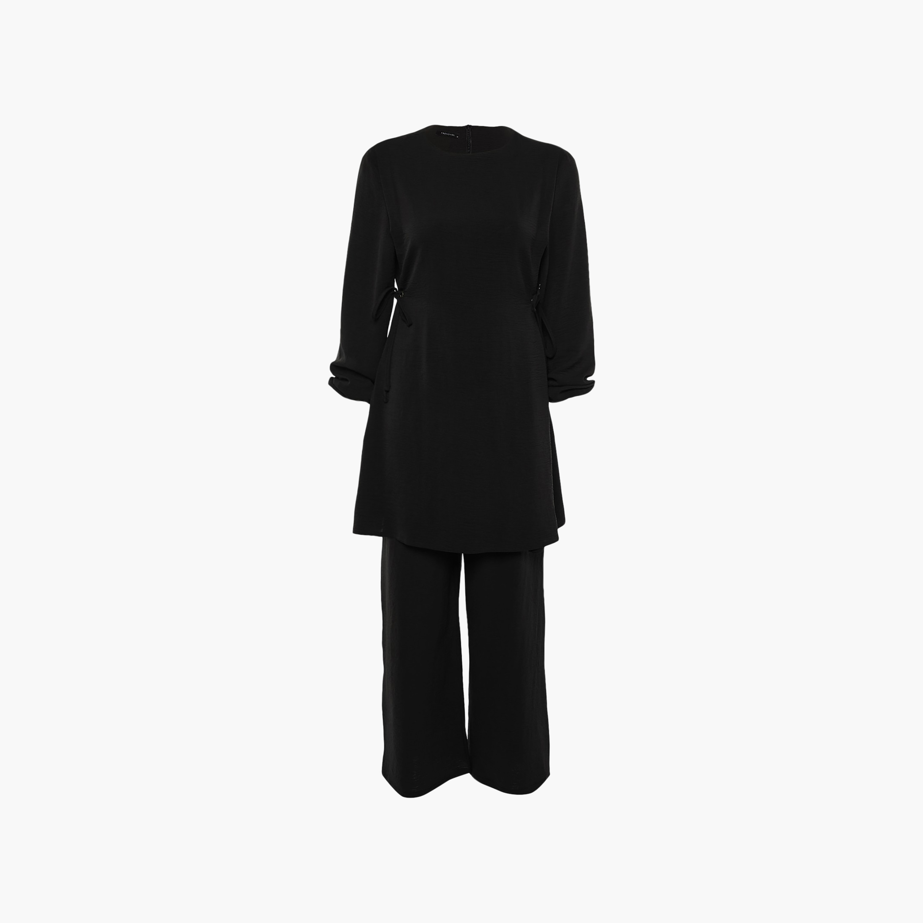 Trendyol Modest Black Textured Elastic Cuffed Women's Tunic & Pants Sets-women-clothing-coordsets-image-2
