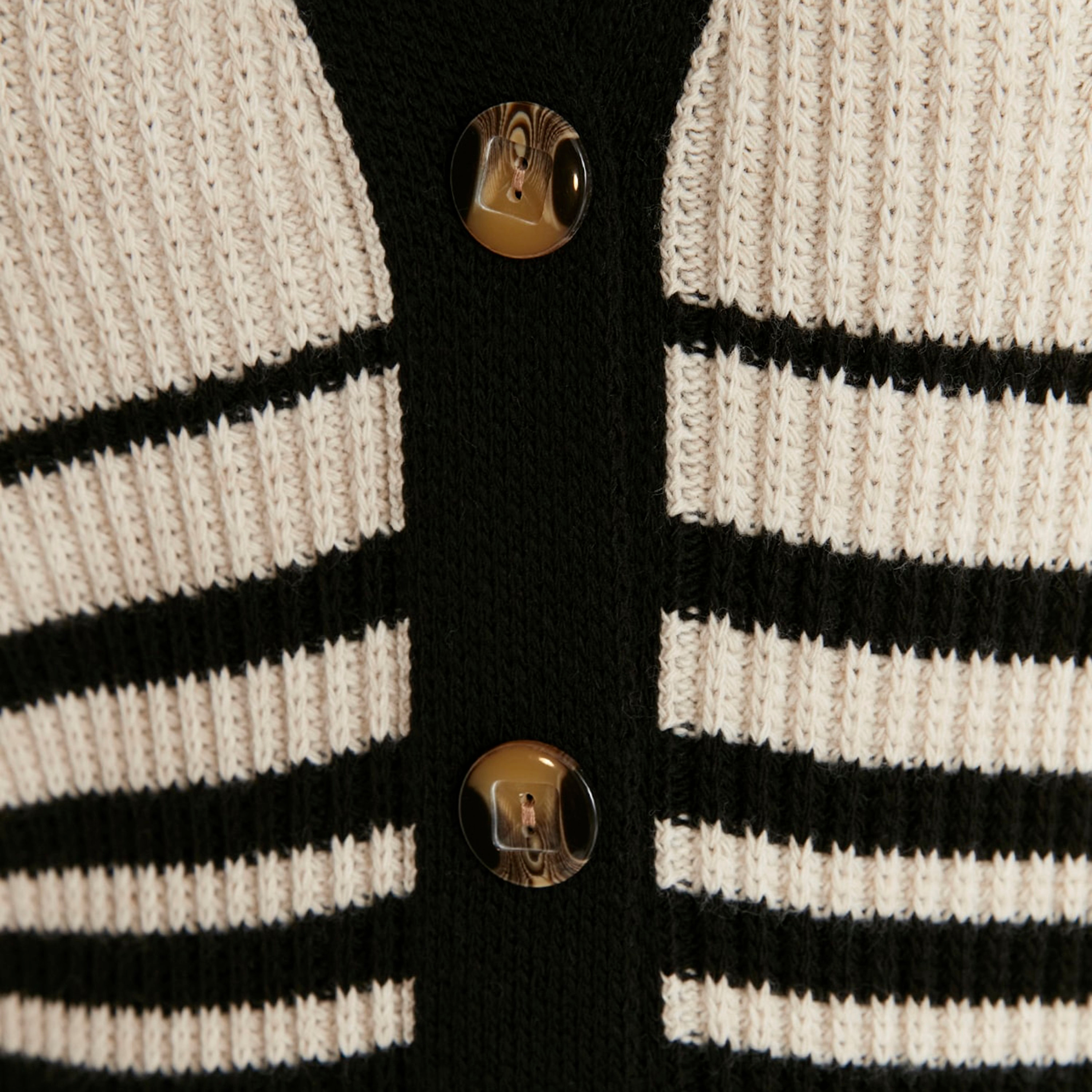كارديجان حريمي محتشم مخطط باللون الأسود بأكمام مسدلة من ترينديول-women-winterwear-cardigansandjumpers-cardigans-image-4